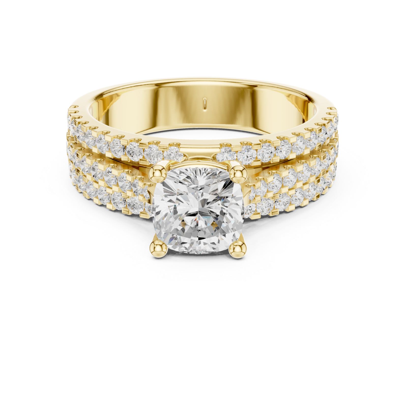  Gold Contour Brilliance Crowned Band Front View