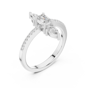  White Gold Gardenia Bloom Pavé Curve Cocktail Ring Right View