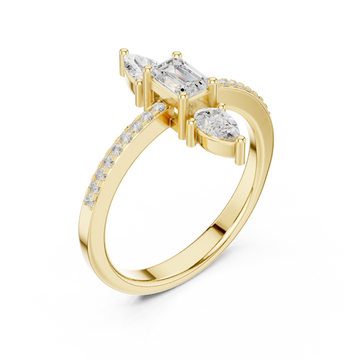 Gold Gardenia Bloom Pavé Curve Cocktail Ring Right View