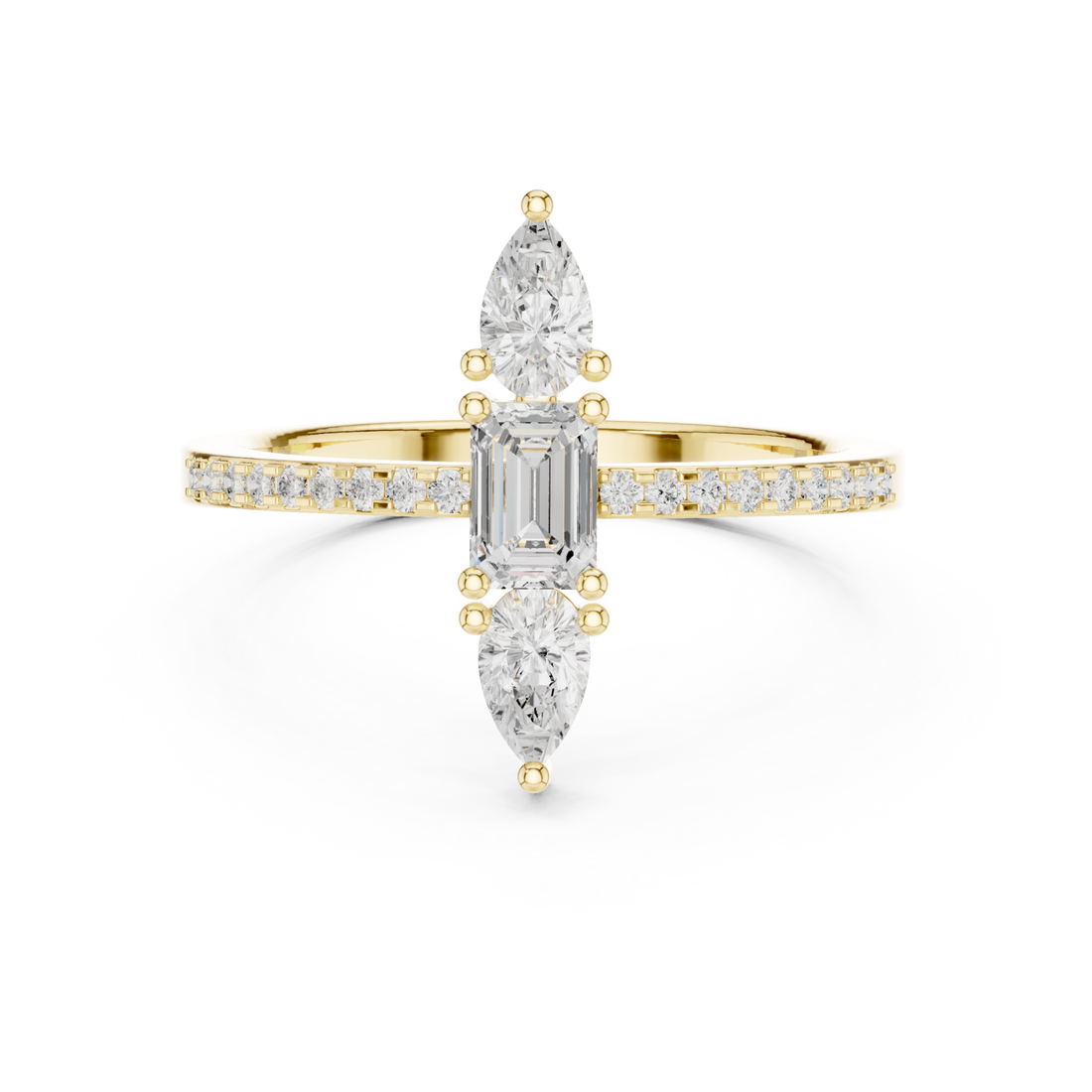 Gold Gardenia Bloom Pavé Curve Cocktail Ring Right View