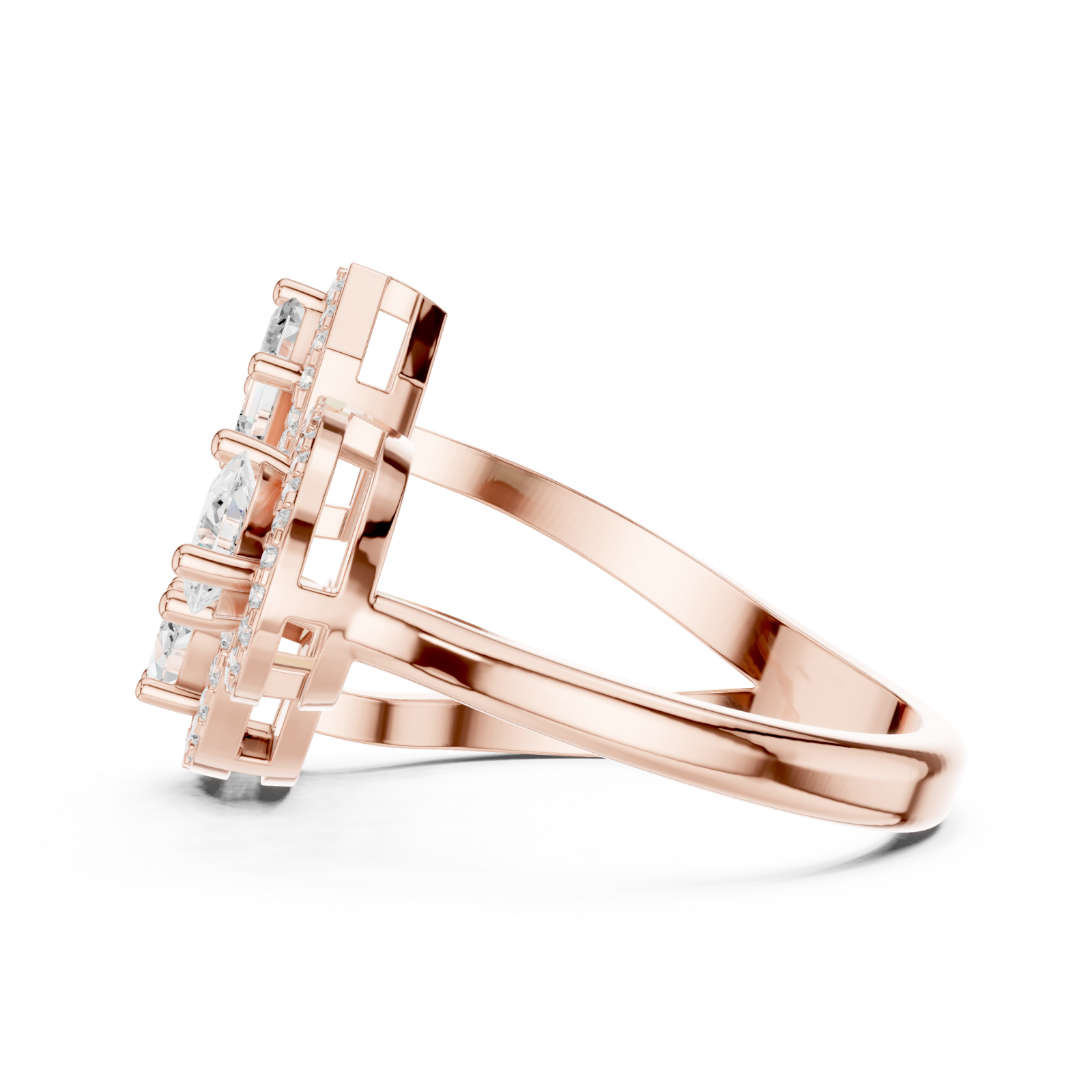  Rose Gold Celestial Trinity Embrace Ring Side View