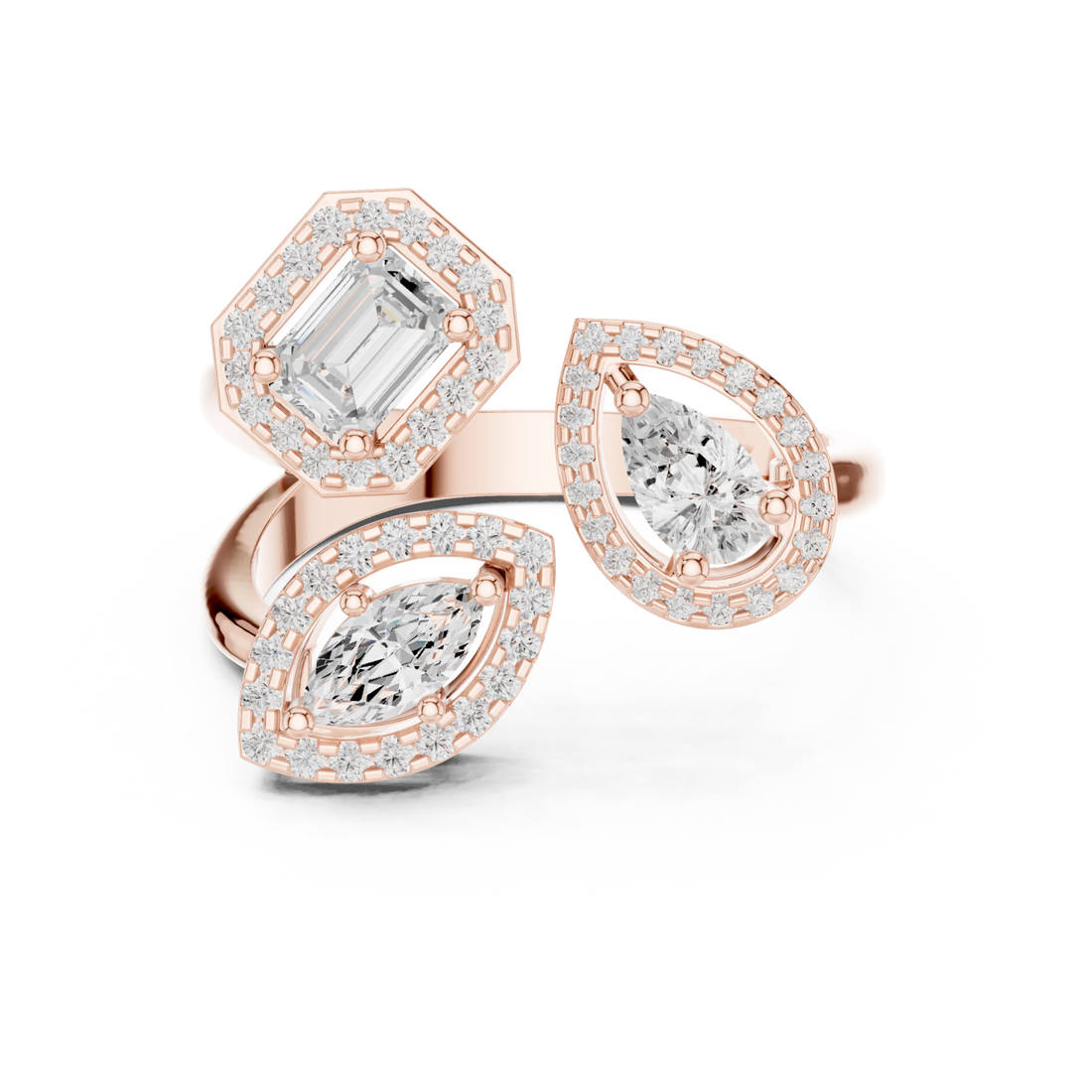  Rose Gold Celestial Trinity Embrace Ring Right View
