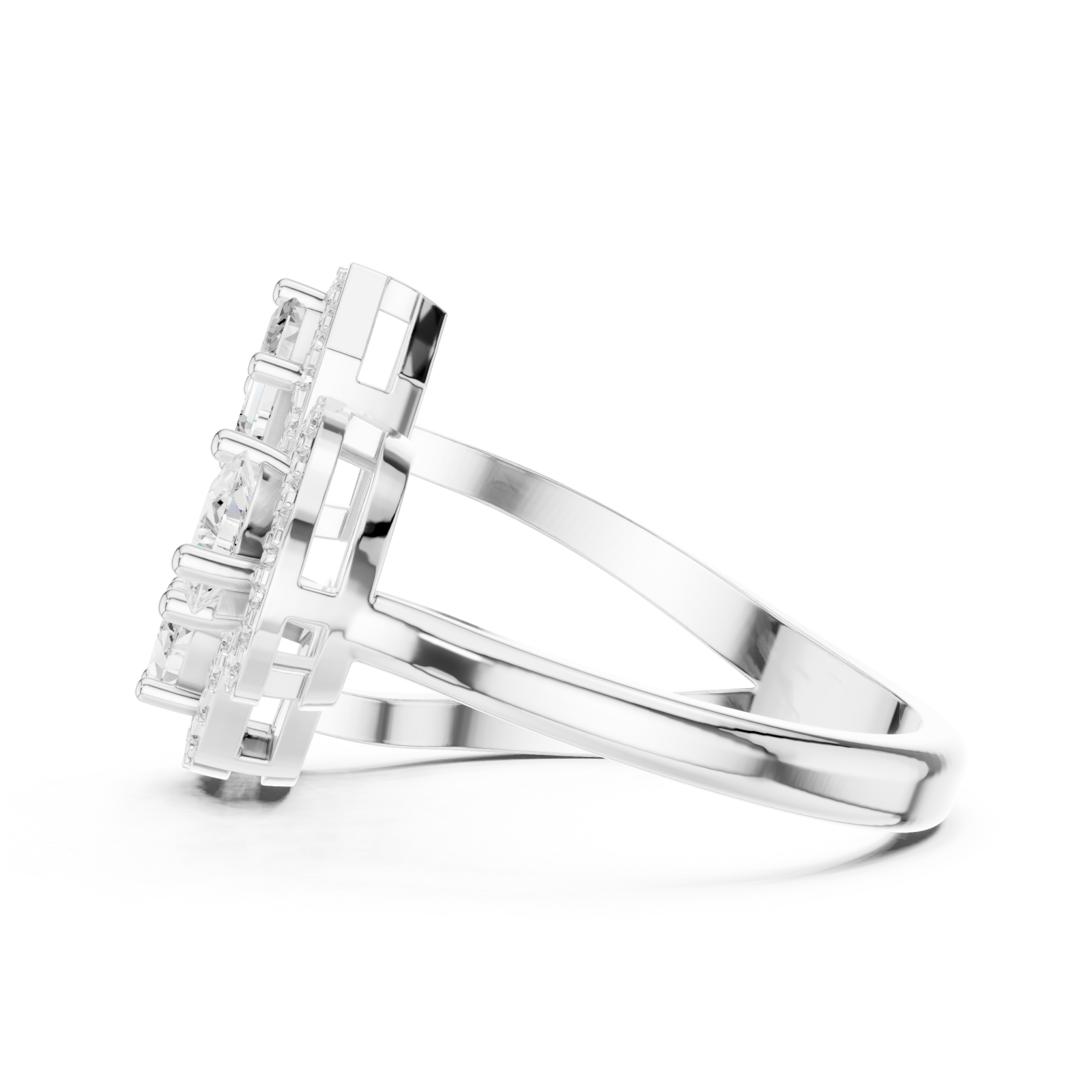  White Gold Celestial Trinity Embrace Ring Side View