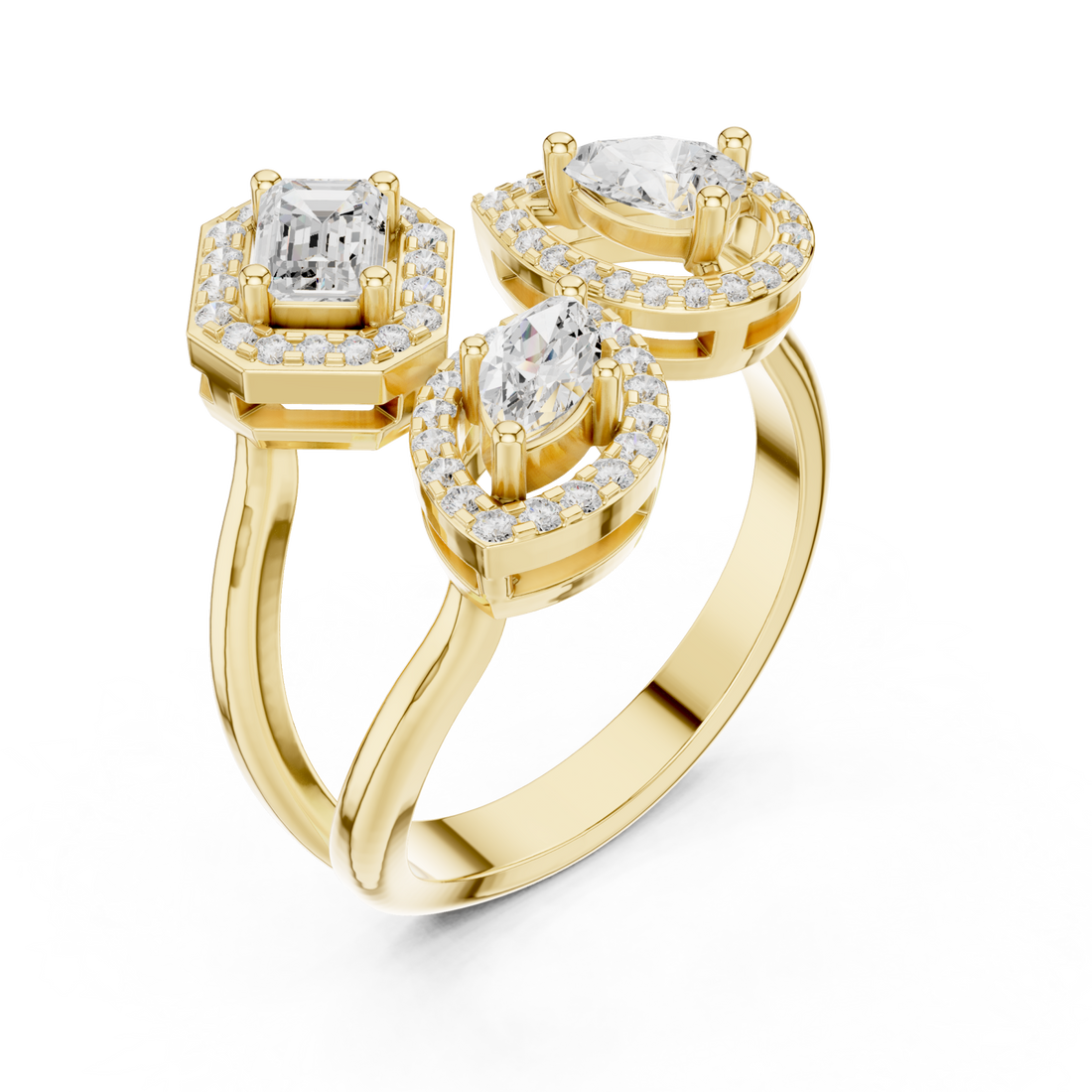 Gold Celestial Trinity Embrace Ring Right View