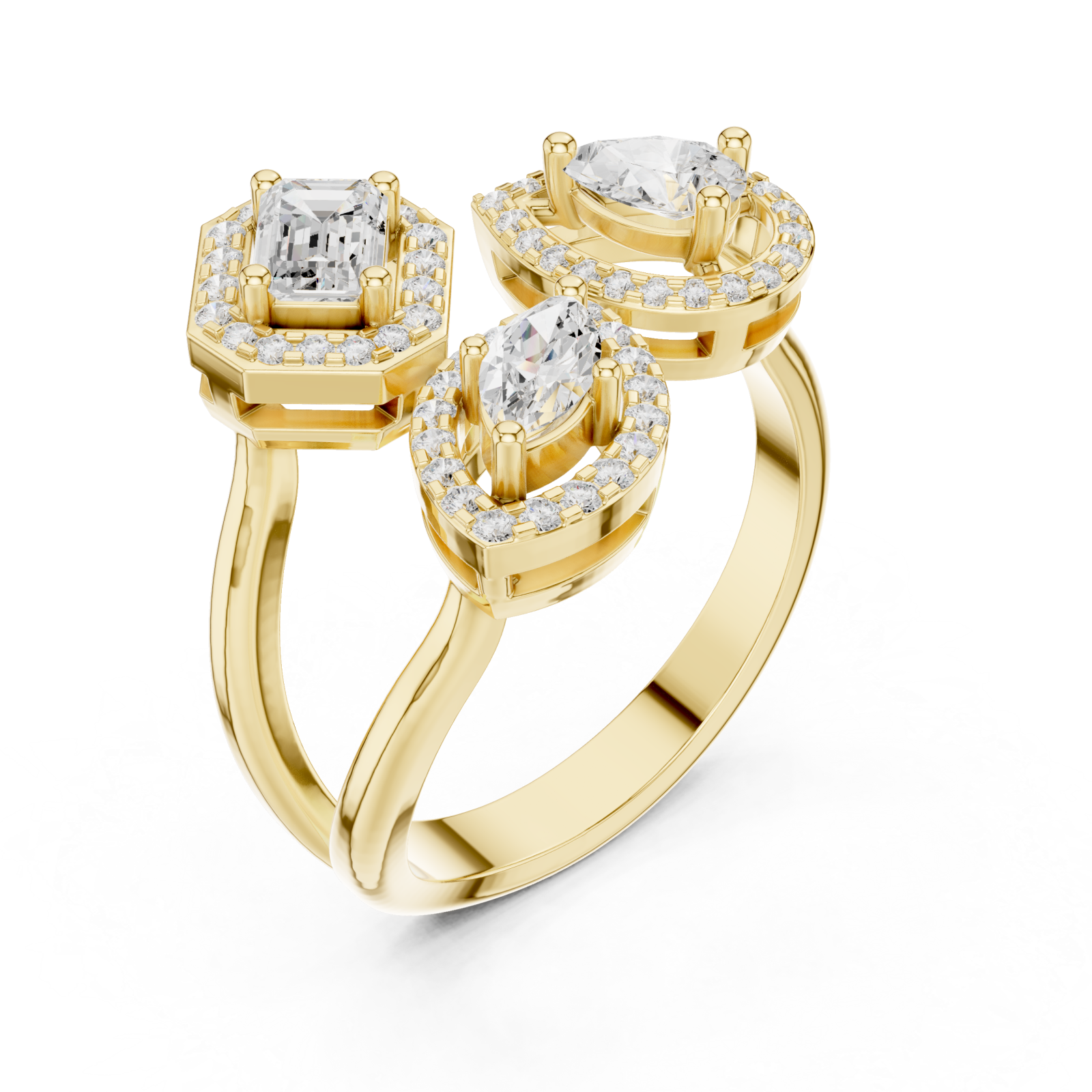 Gold Celestial Trinity Embrace Ring Right View