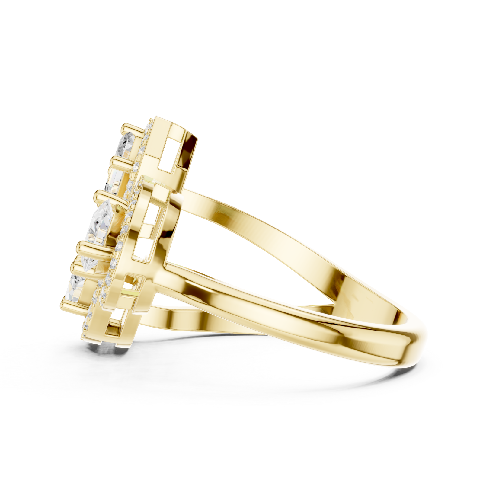  Gold Celestial Trinity Embrace Ring Side View