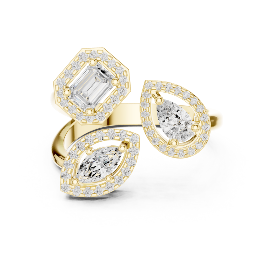 Gold Celestial Trinity Embrace Ring Right View