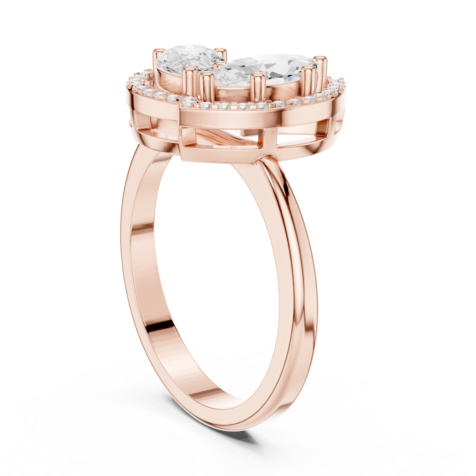  Rose Gold Embrace Blossom Statement Band Left View