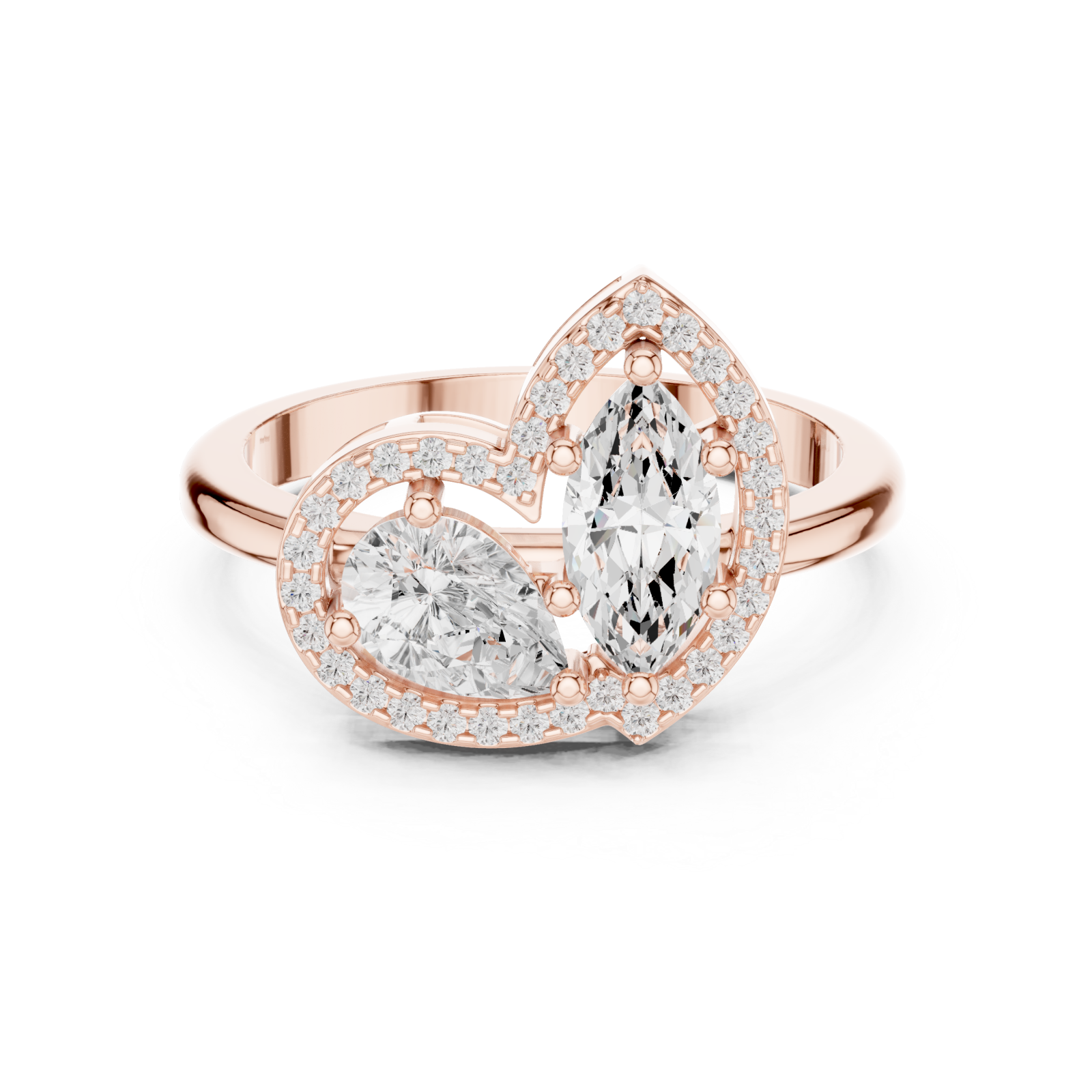  Rose Gold Embrace Blossom Statement Band Front View