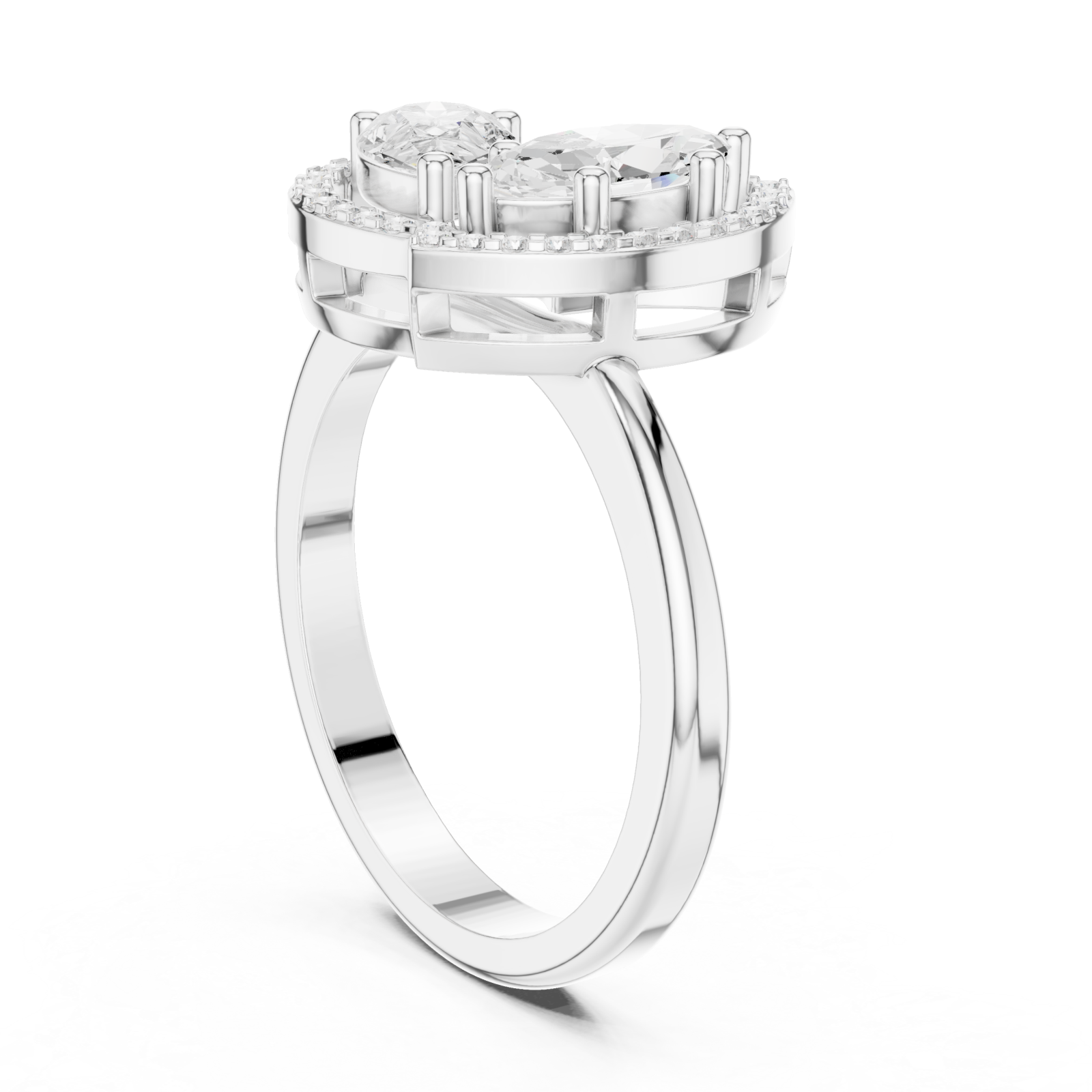  White Gold Embrace Blossom Statement Band Left View