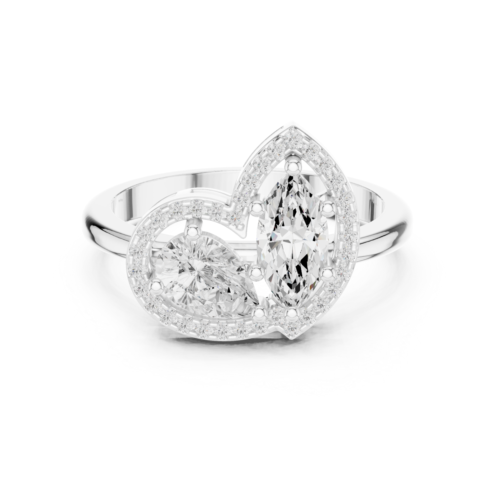  White Gold Embrace Blossom Statement Band Front View