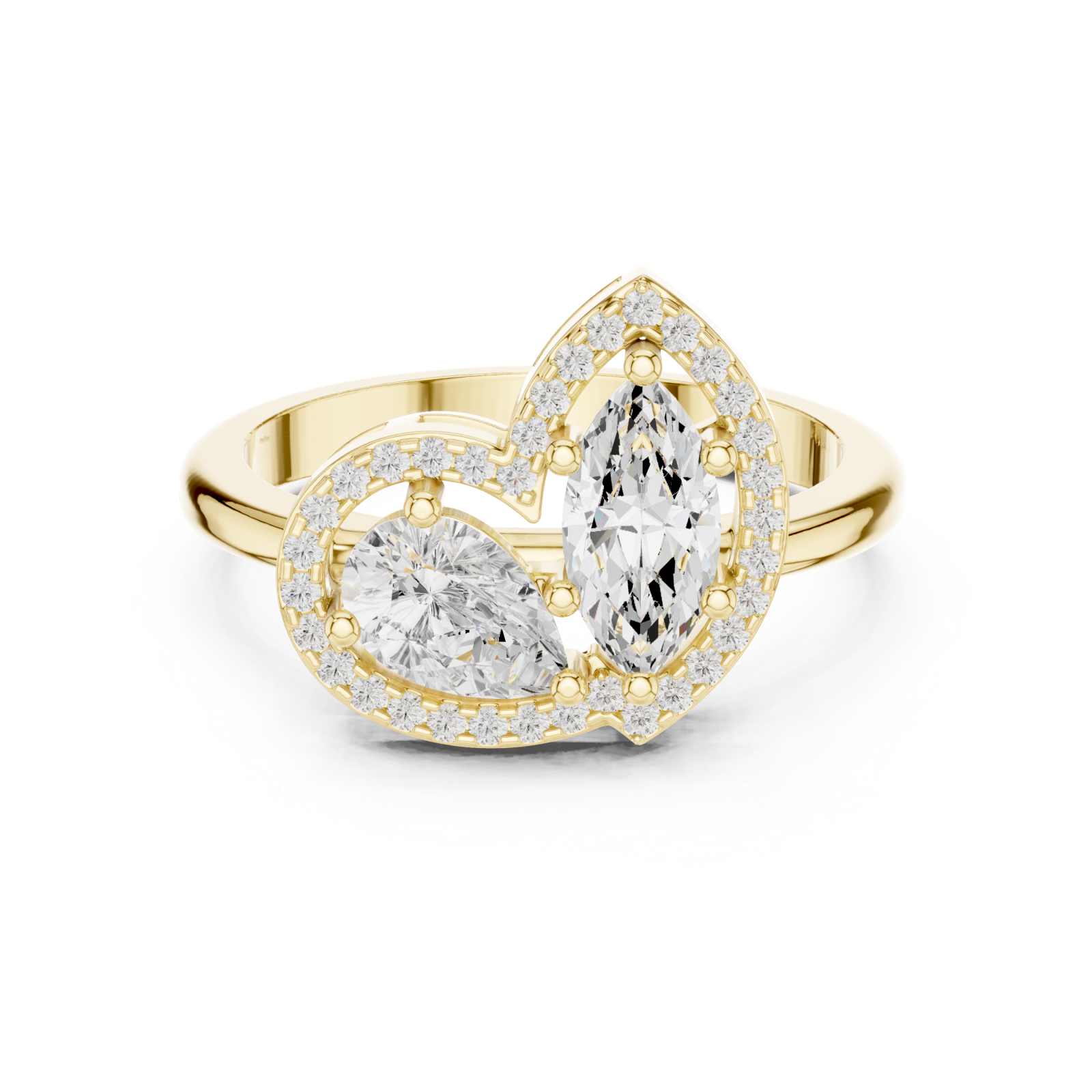  Gold Embrace Blossom Statement Band Front View