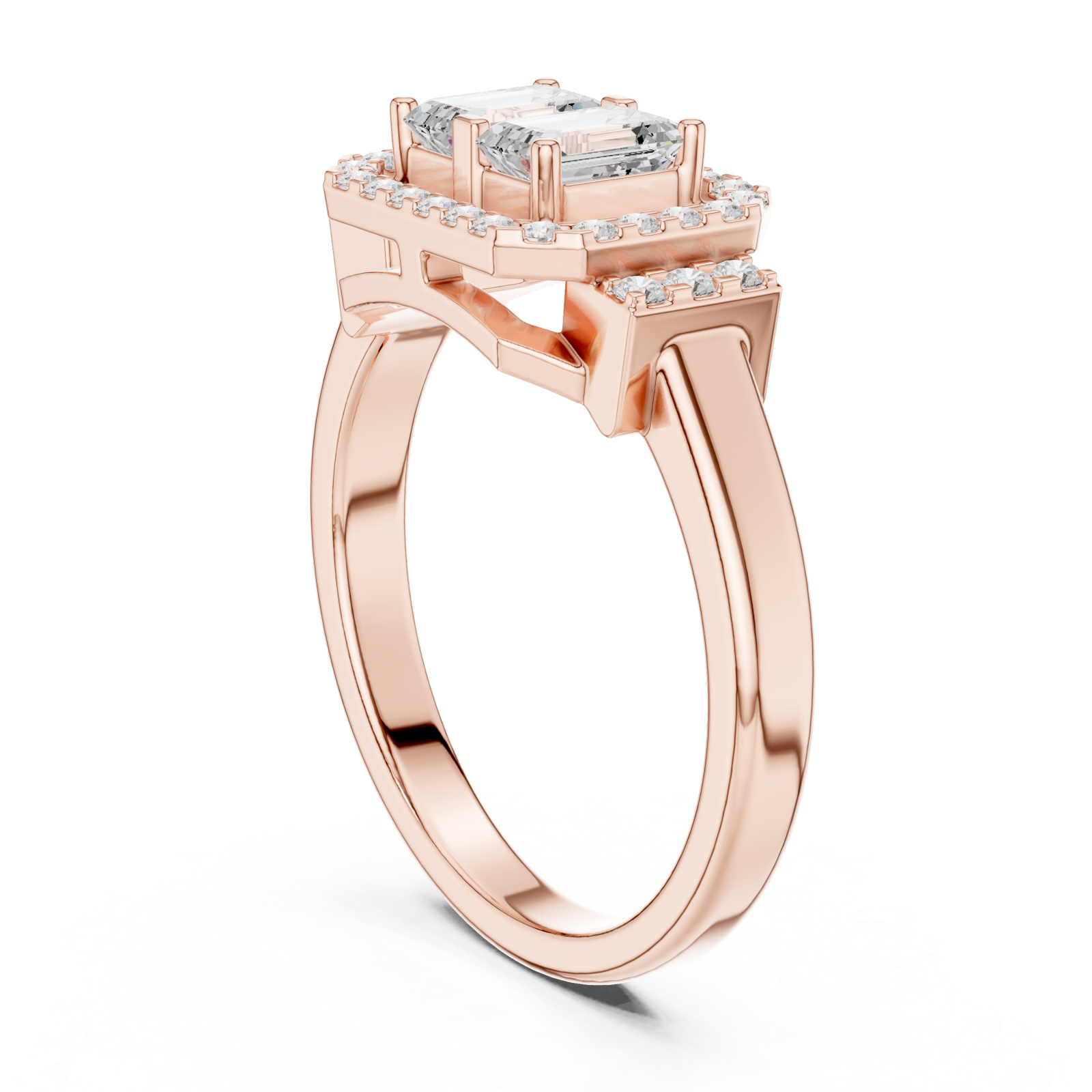  Rose Gold Lustrous Harmony Double Halo Band Left View