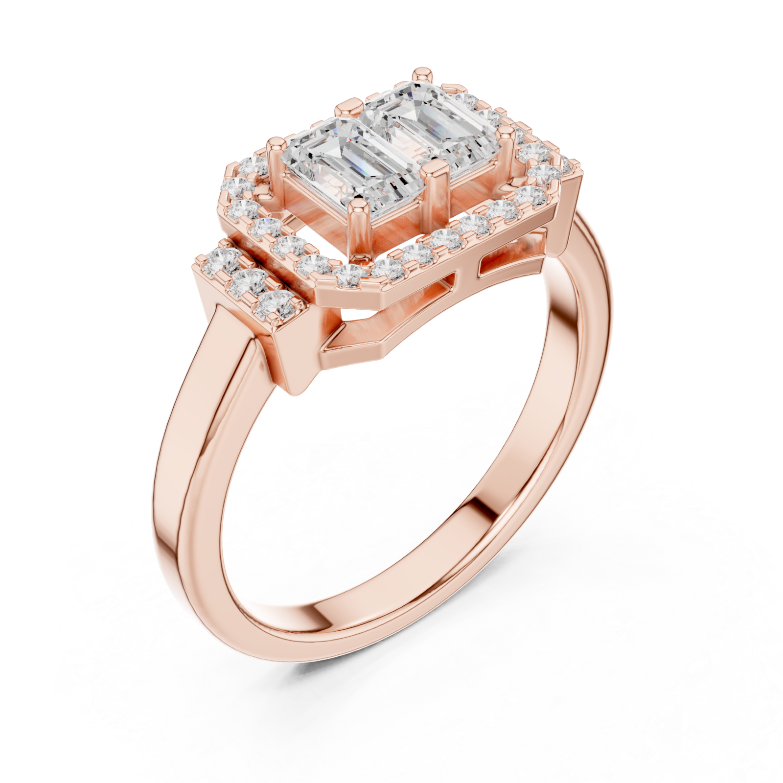  Rose Gold Lustrous Harmony Double Halo Band Right View