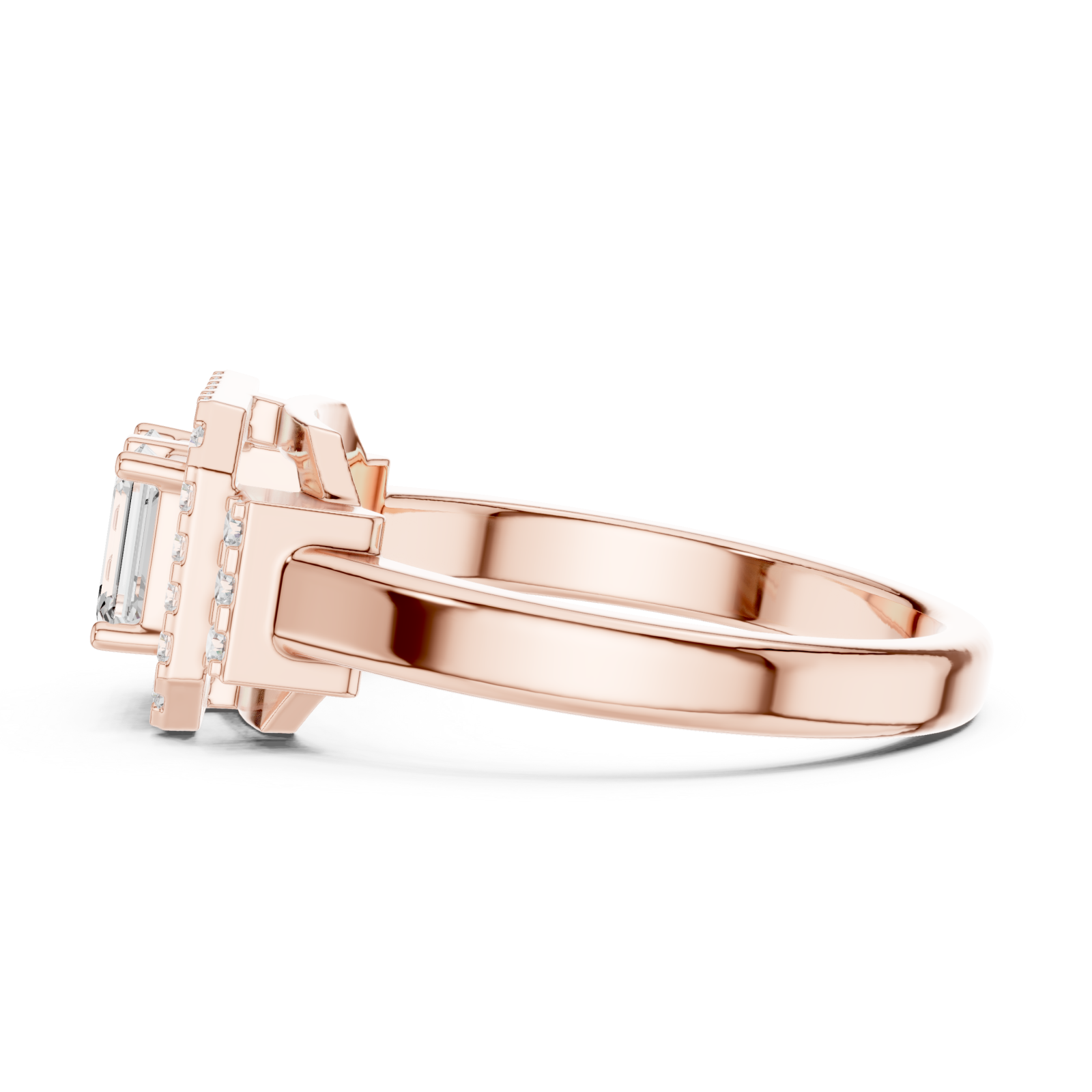  Rose Gold Lustrous Harmony Double Halo Band Side View