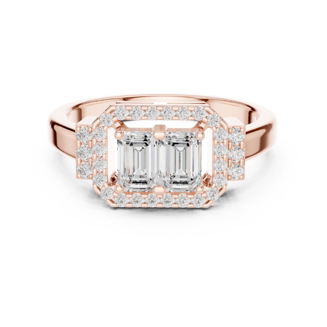  Rose Gold Lustrous Harmony Double Halo Band Right View