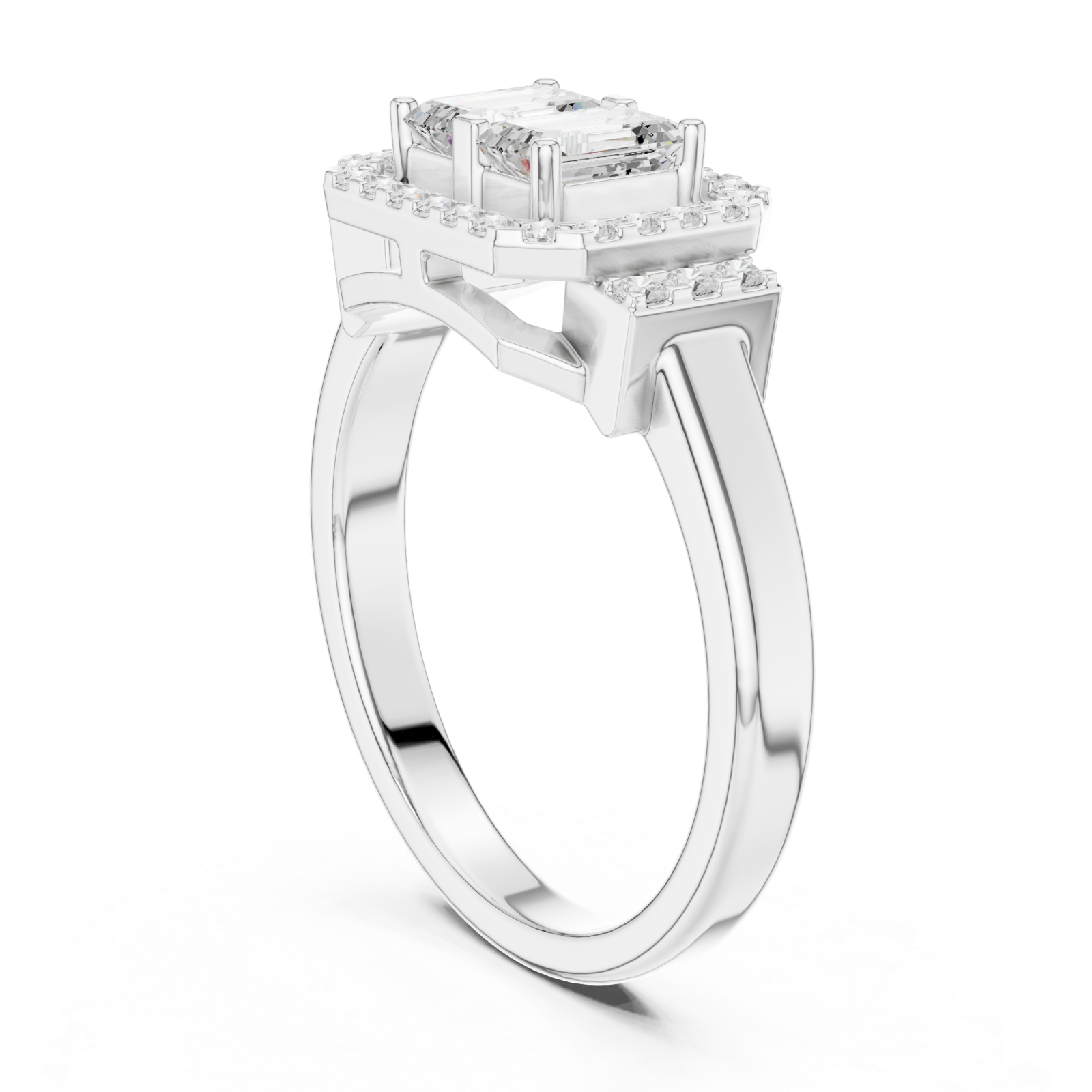  White Gold Lustrous Harmony Double Halo Band Left View