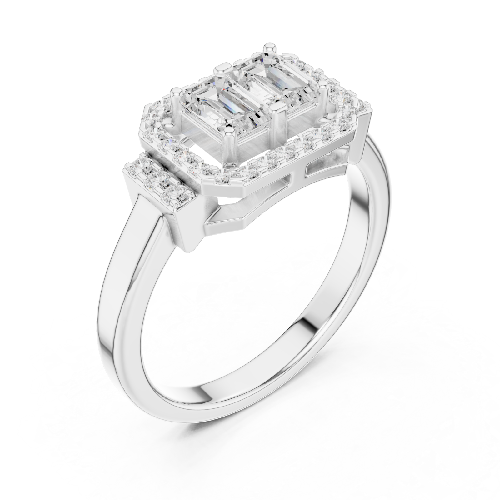  White Gold Lustrous Harmony Double Halo Band Right View