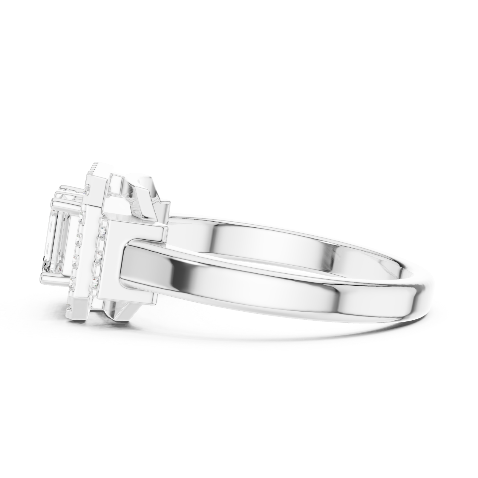  White Gold Lustrous Harmony Double Halo Band Side View