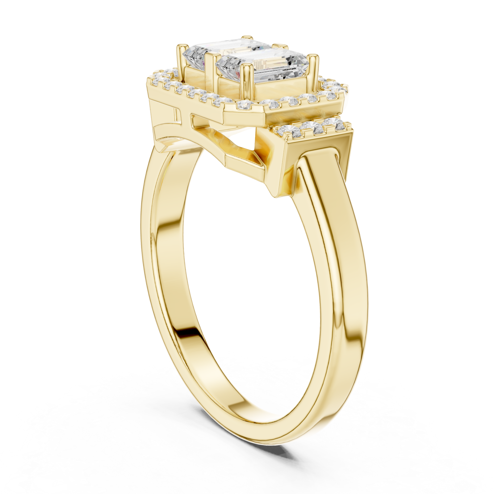  Gold Lustrous Harmony Double Halo Band Left View