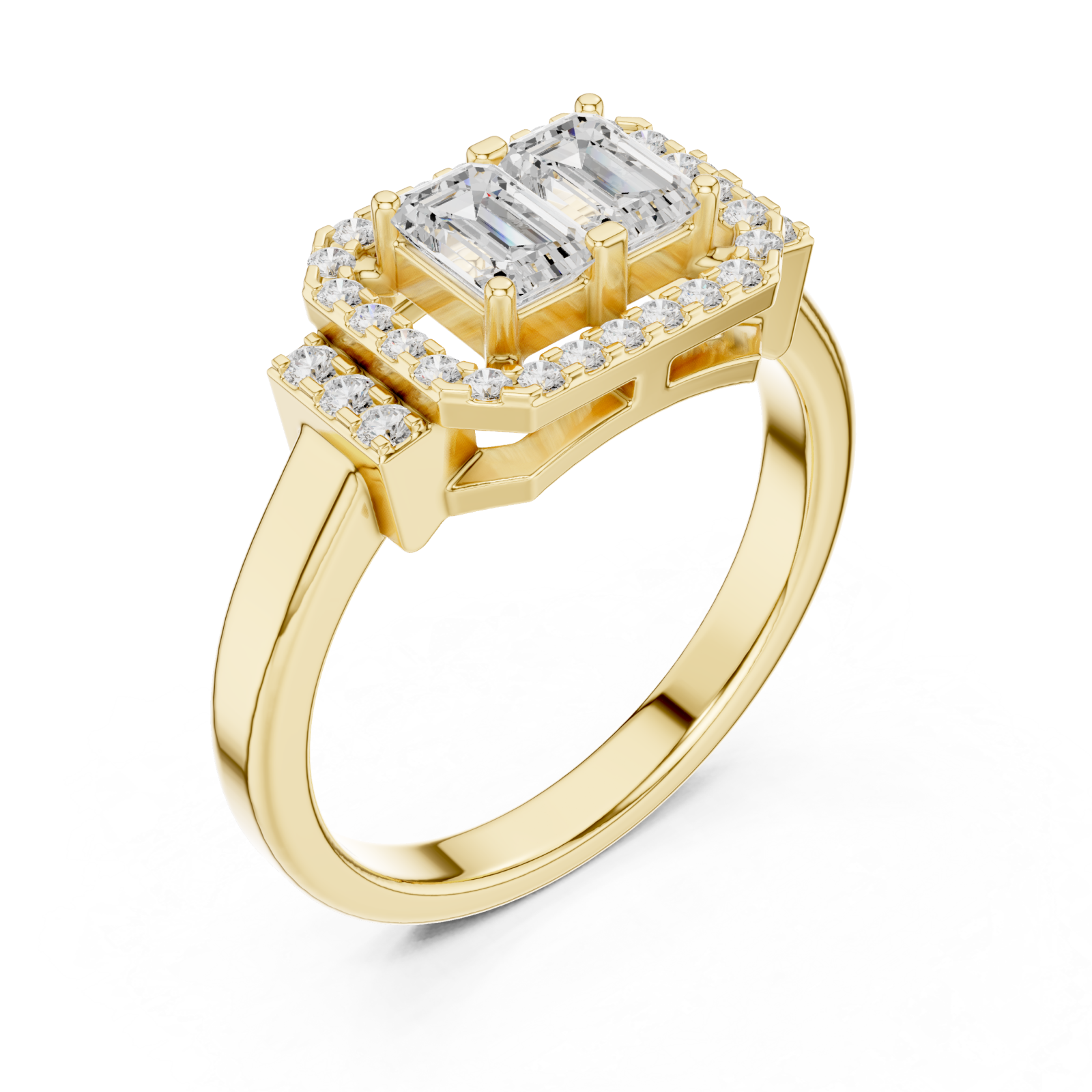 Gold Lustrous Harmony Double Halo Band Right View