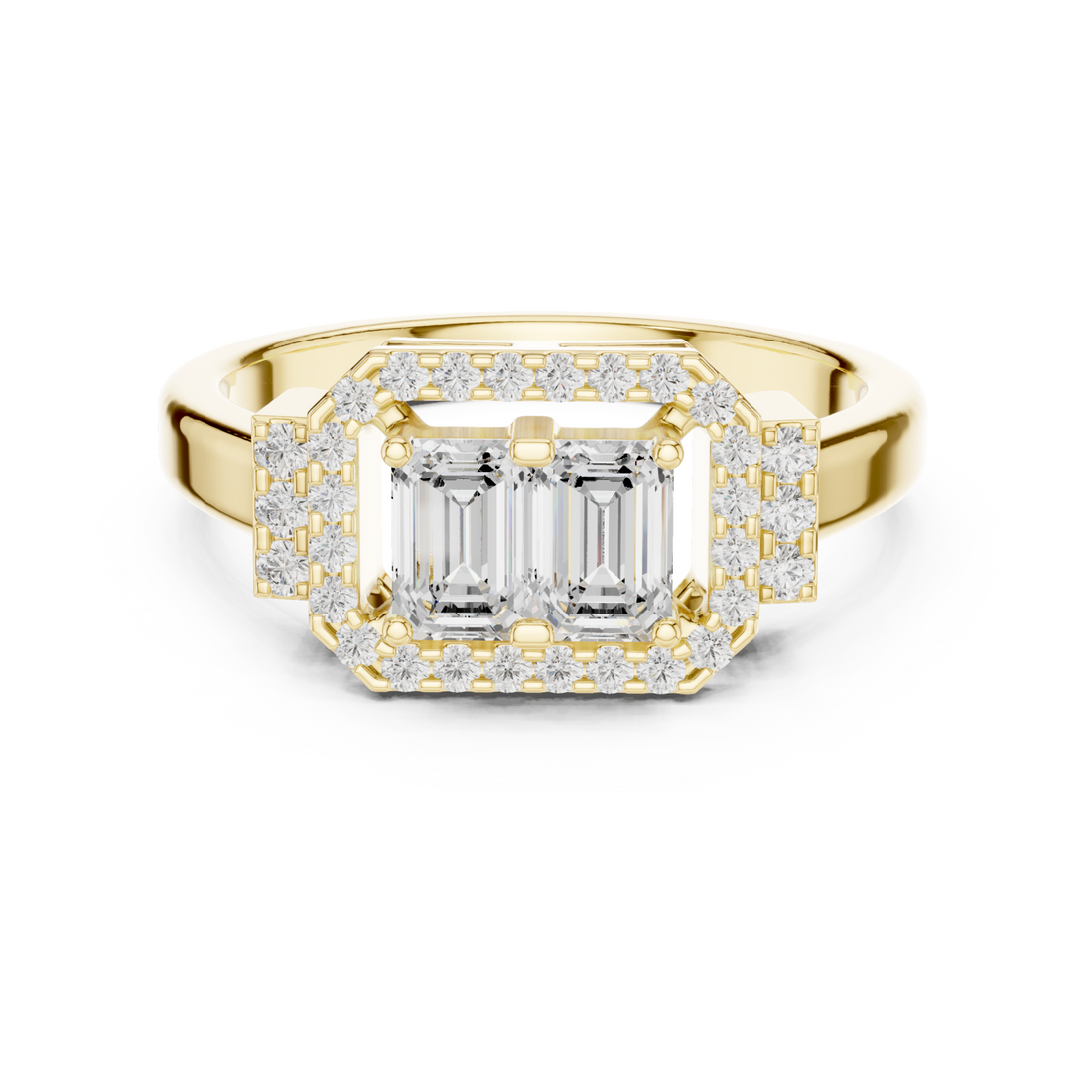 Gold Lustrous Harmony Double Halo Band Right View