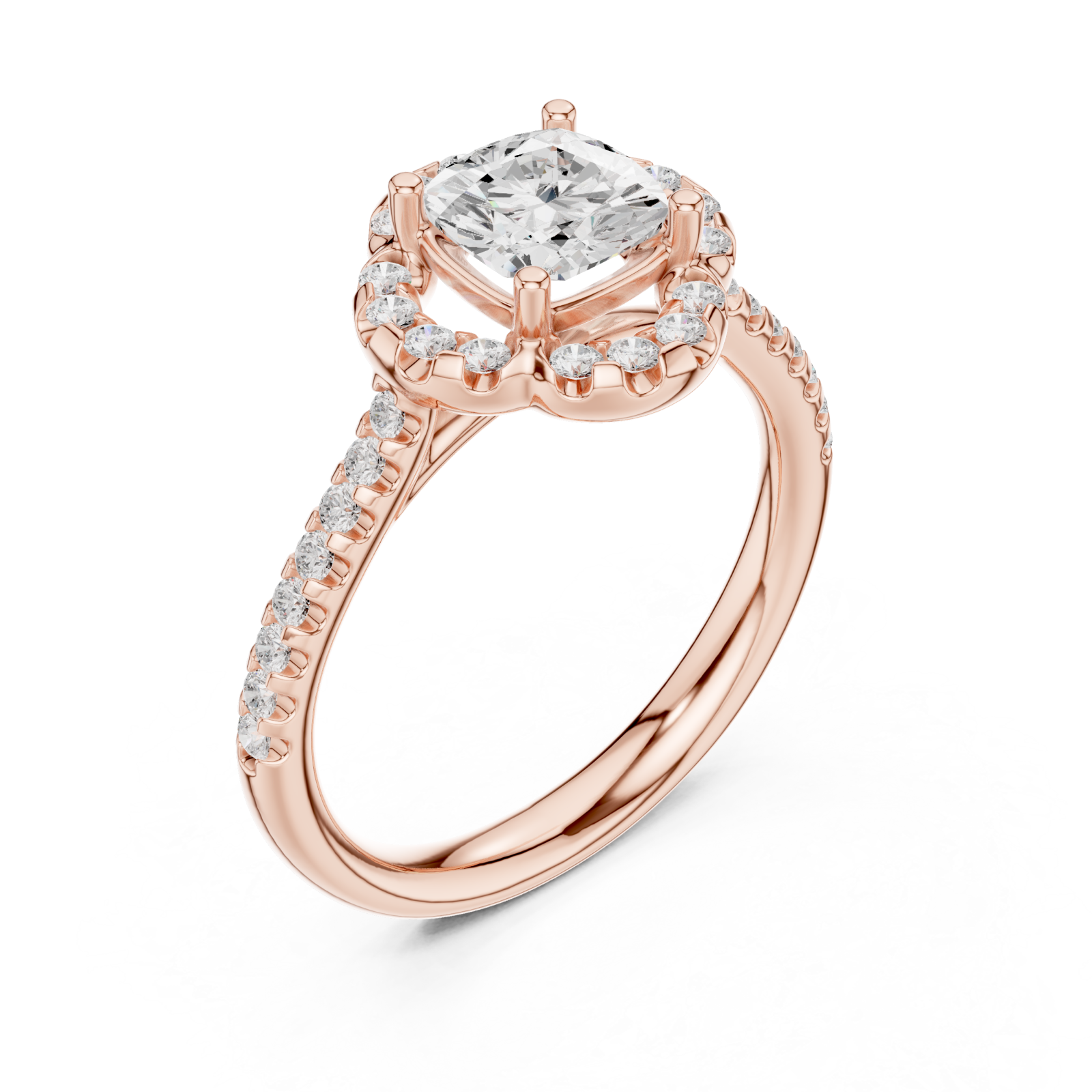  Rose Gold Celestial Grace Twinkle Halo Setting Ring Right View