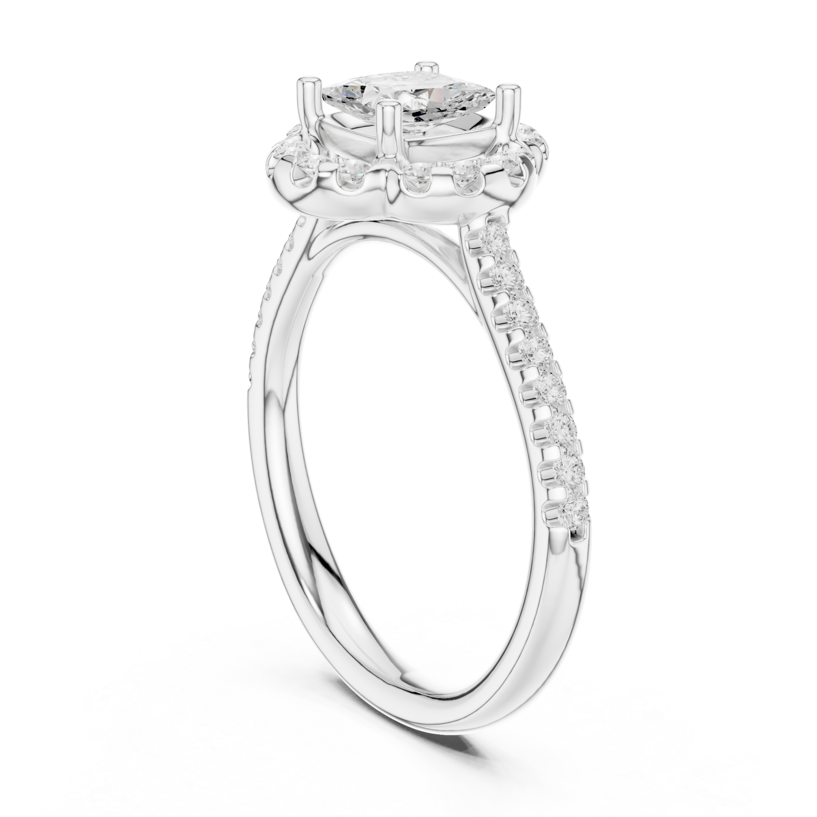  White Gold Celestial Grace Twinkle Halo Setting Ring Left View