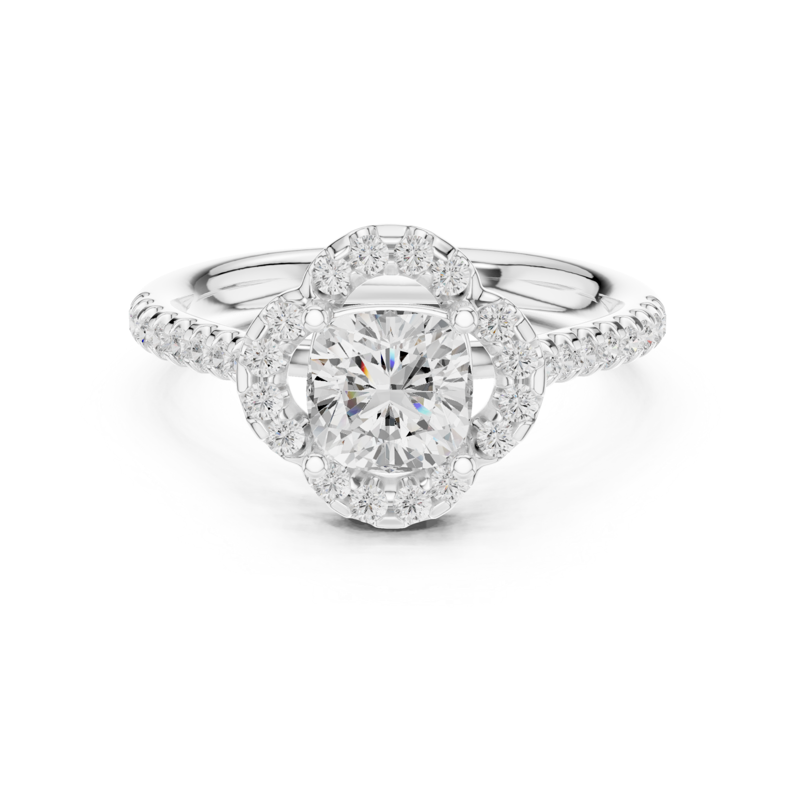  White Gold Celestial Grace Twinkle Halo Setting Ring Front View