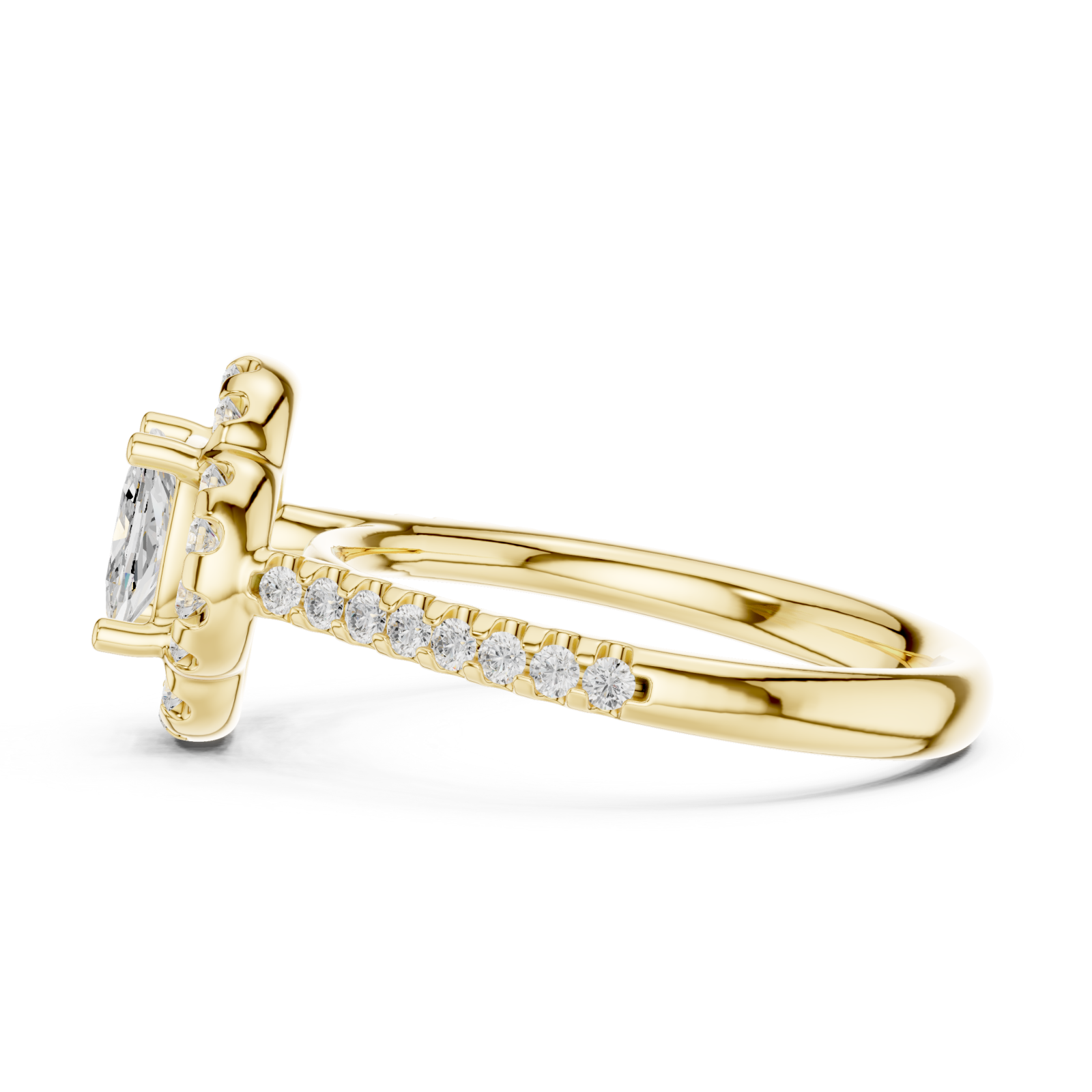  Gold Celestial Grace Twinkle Halo Setting Ring Side View