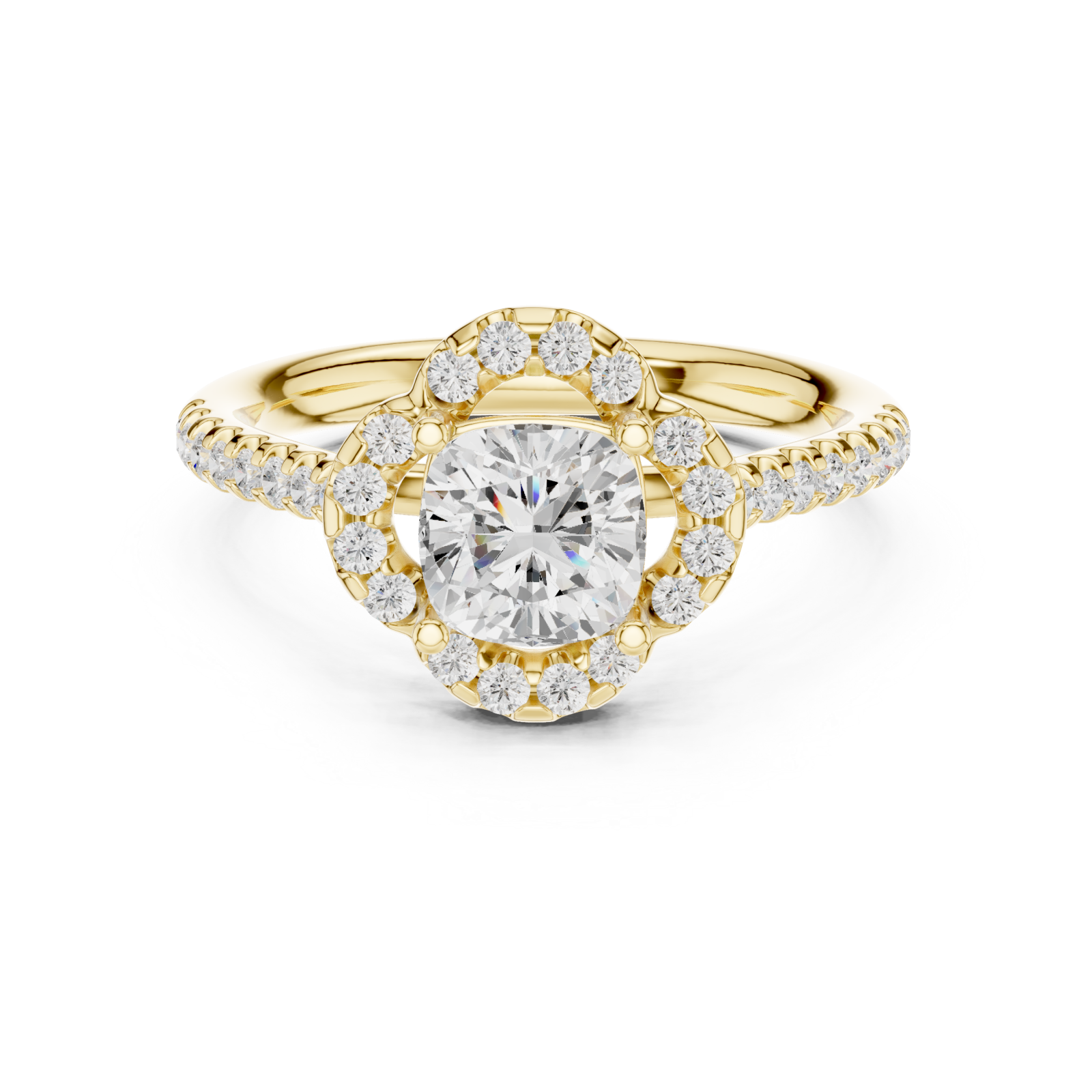  Gold Celestial Grace Twinkle Halo Setting Ring Front View