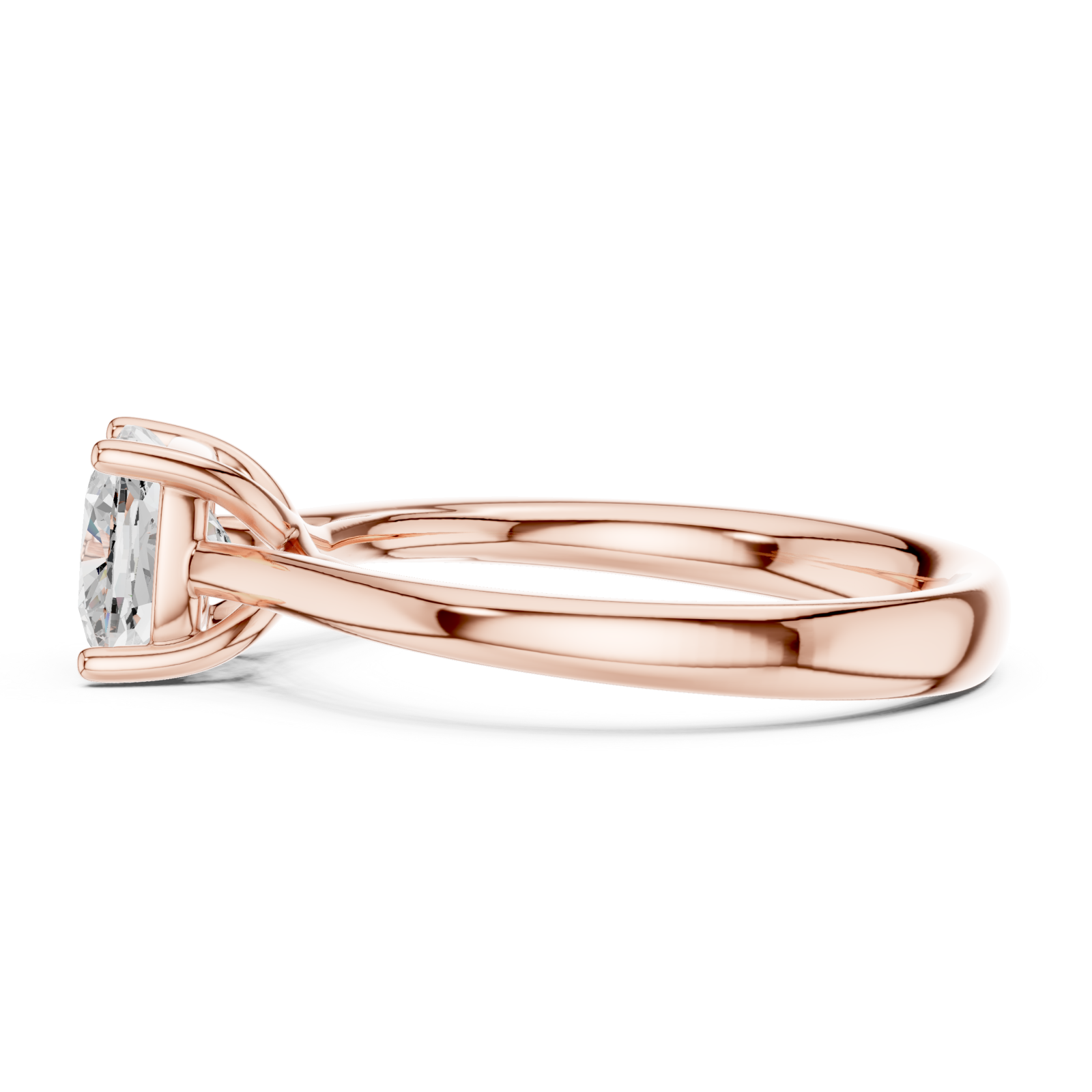  Rose Gold Celeste Embrace Cushion Solitaire Ring Side View