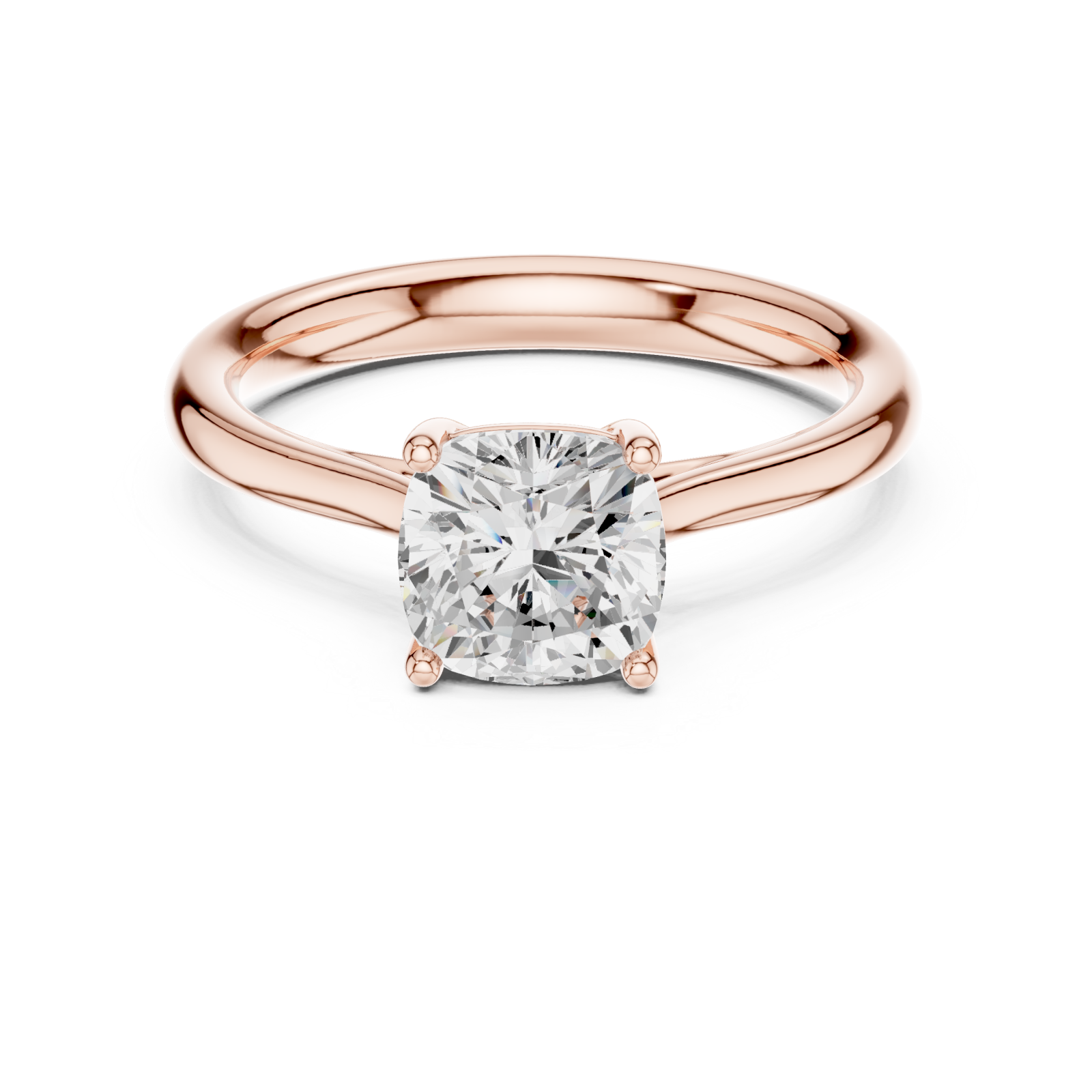  Rose Gold Celeste Embrace Cushion Solitaire Ring Front View
