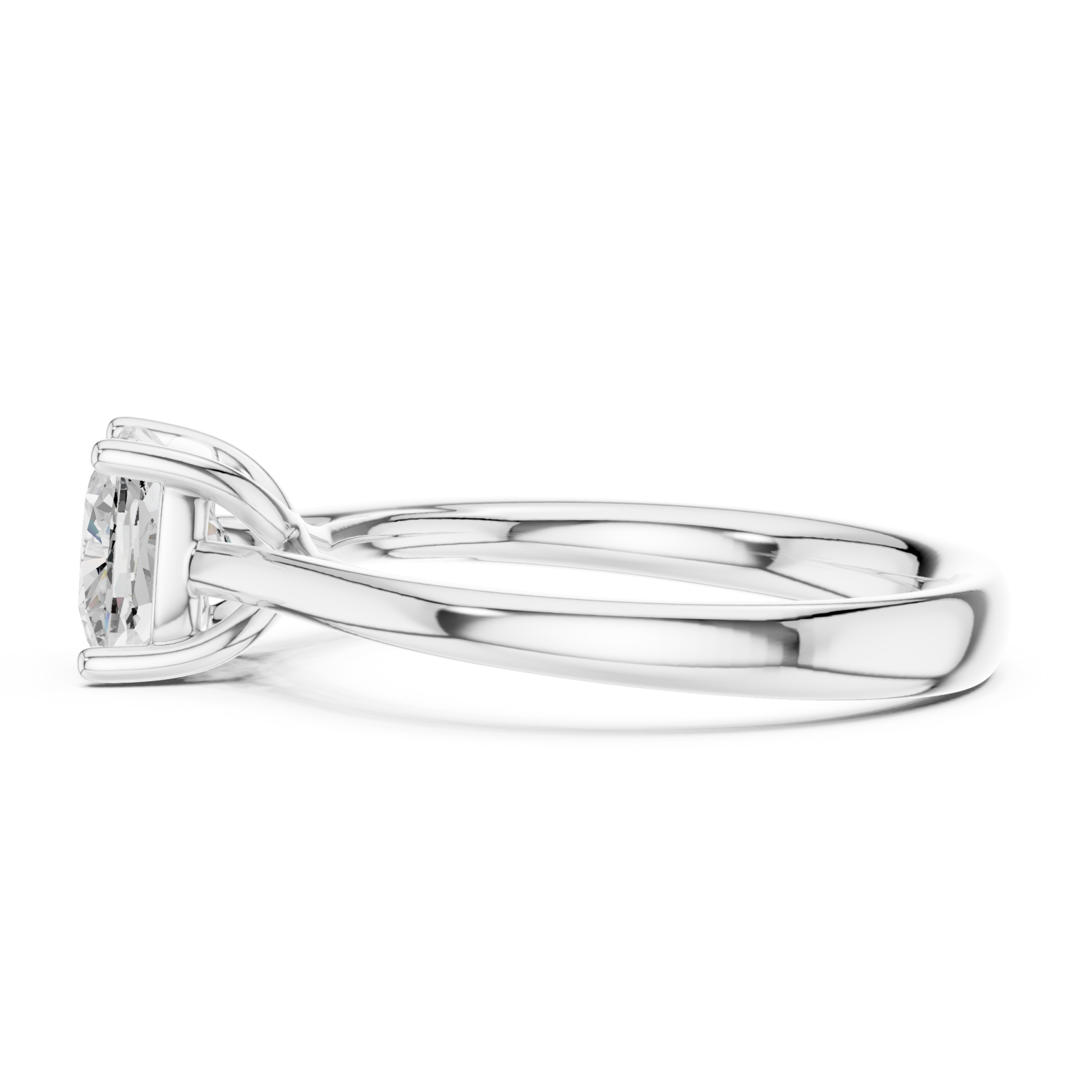  White Gold Celeste Embrace Cushion Solitaire Ring Side View