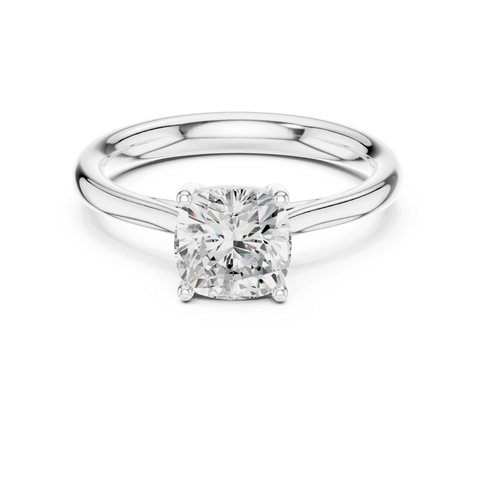  White Gold Celeste Embrace Cushion Solitaire Ring Front View