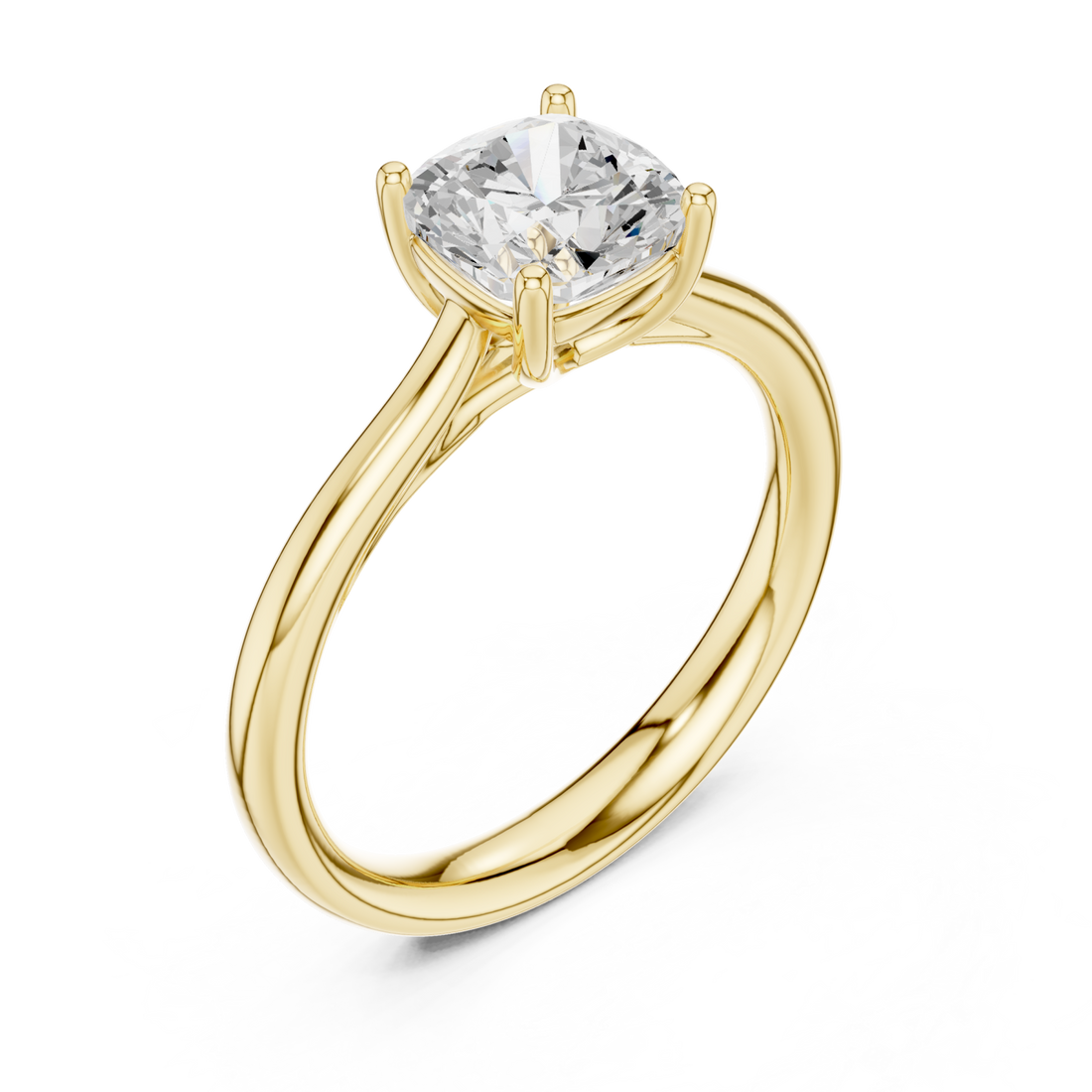 Gold Celeste Embrace Cushion Solitaire Ring Right View