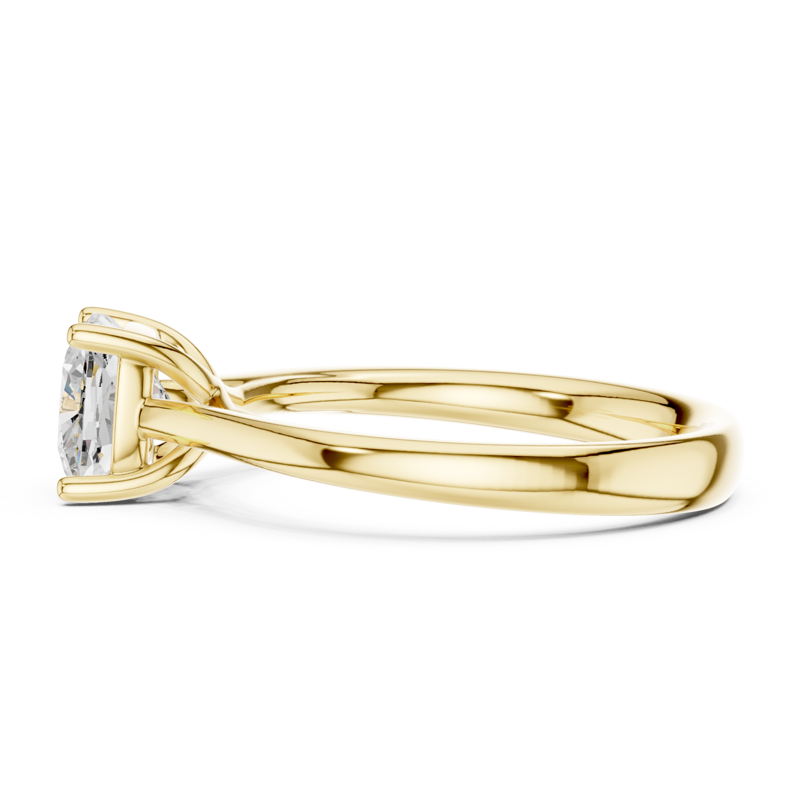  Gold Celeste Embrace Cushion Solitaire Ring Side View