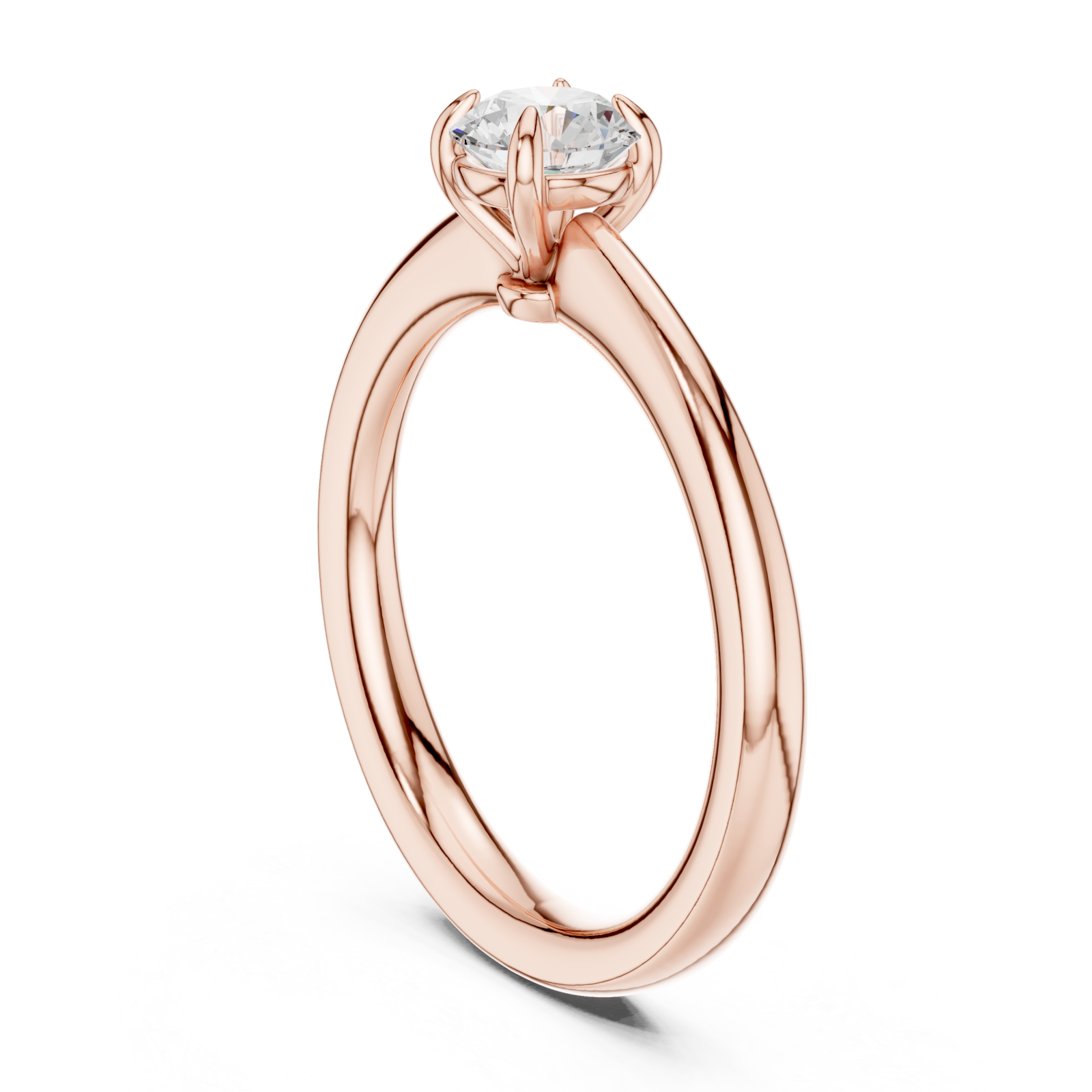  Rose Gold Celeste Embrace Round Solitaire Ring Left View