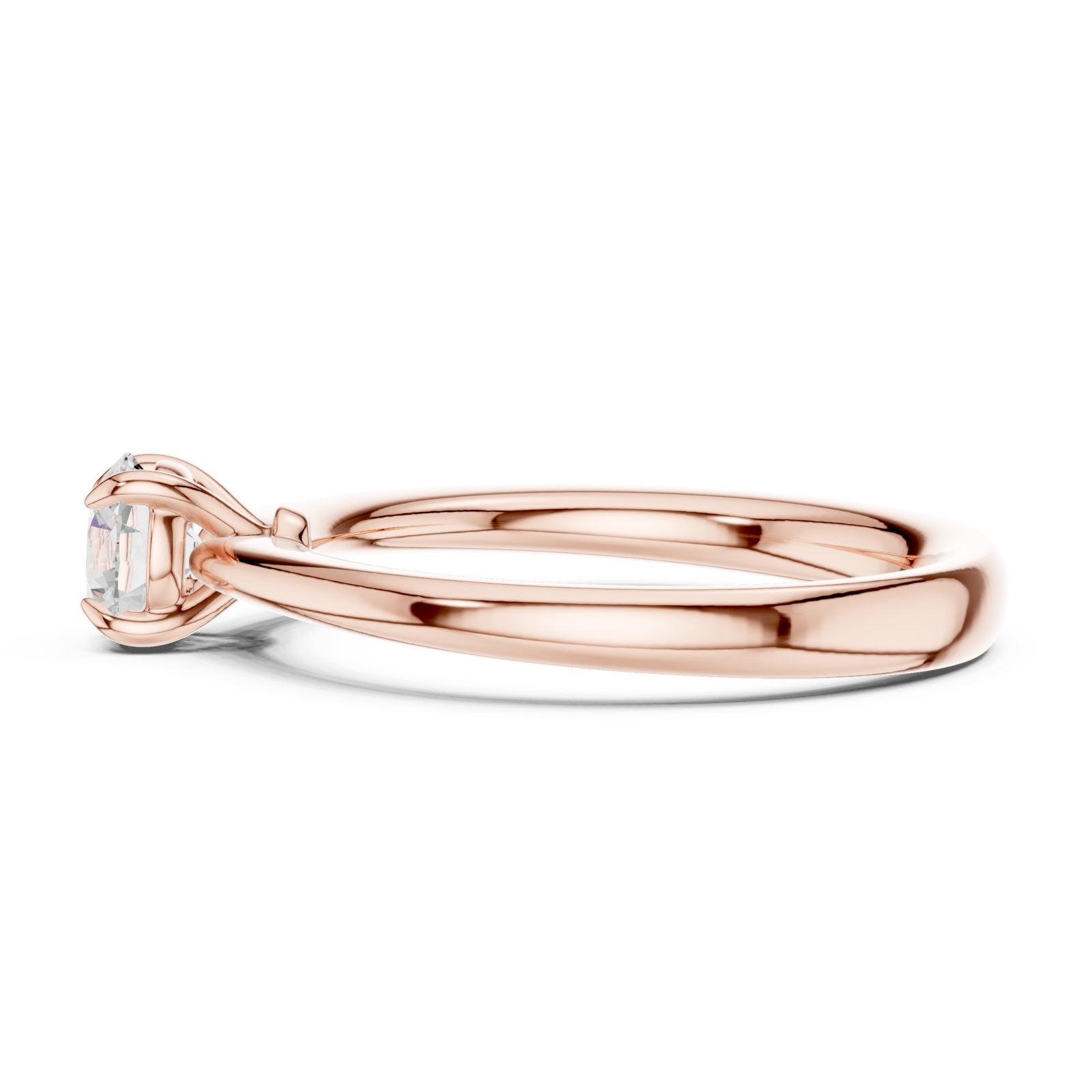  Rose Gold Celeste Embrace Round Solitaire Ring Side View
