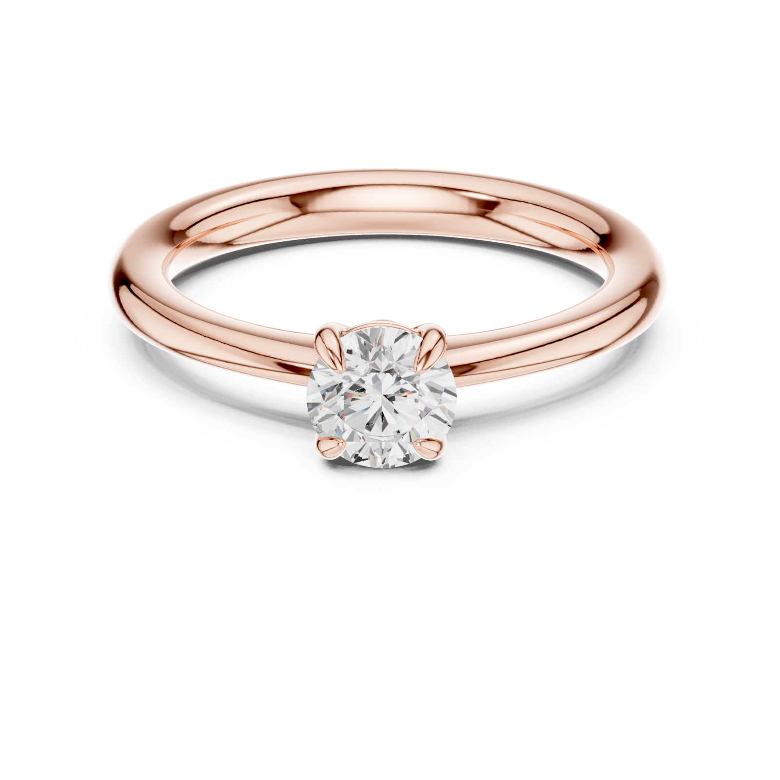  Rose Gold Celeste Embrace Round Solitaire Ring Front View
