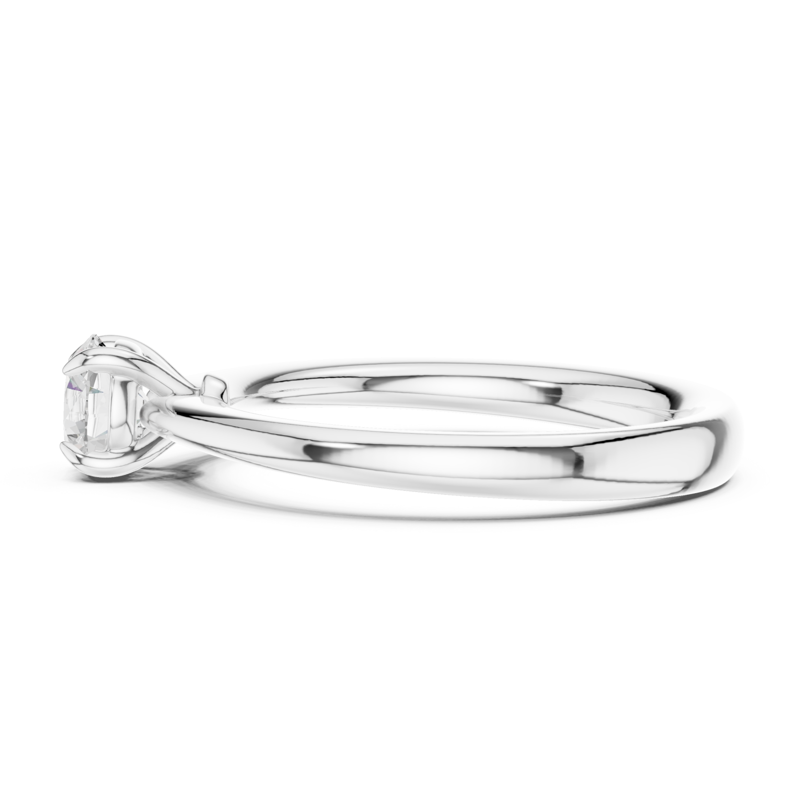  White Gold Celeste Embrace Round Solitaire Ring Side View
