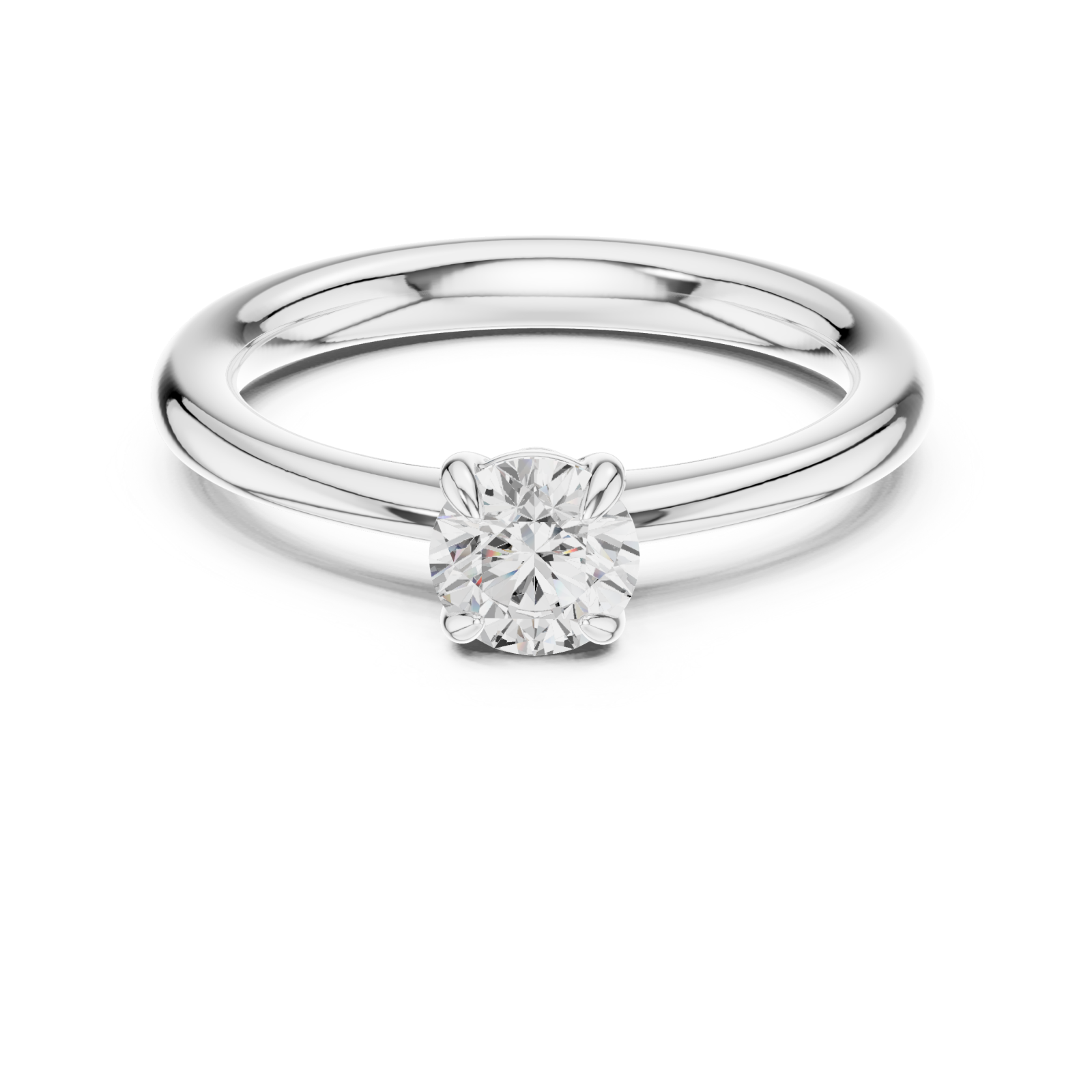  White Gold Celeste Embrace Round Solitaire Ring Front View