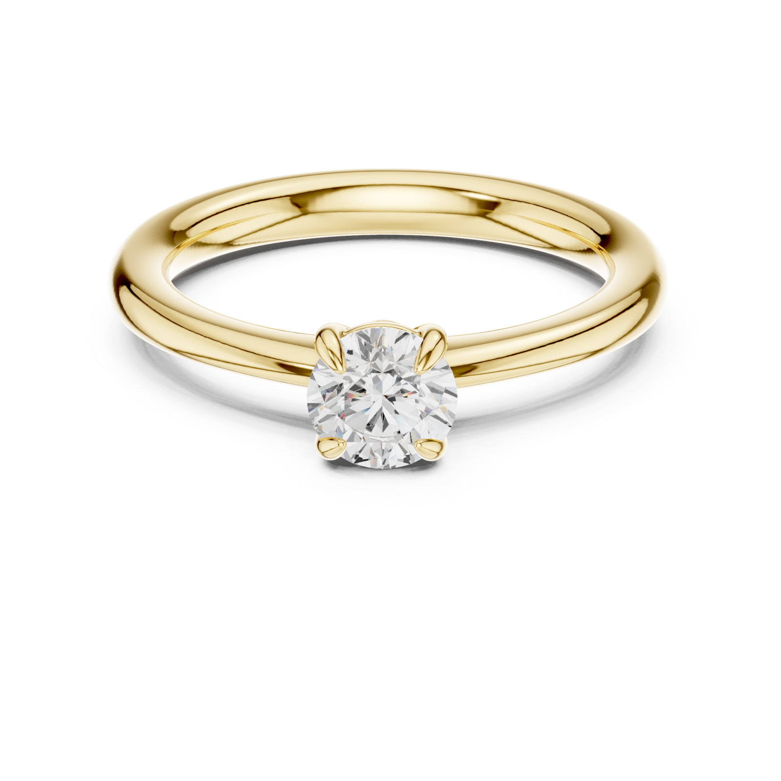  Gold Celeste Embrace Round Solitaire Ring Front View
