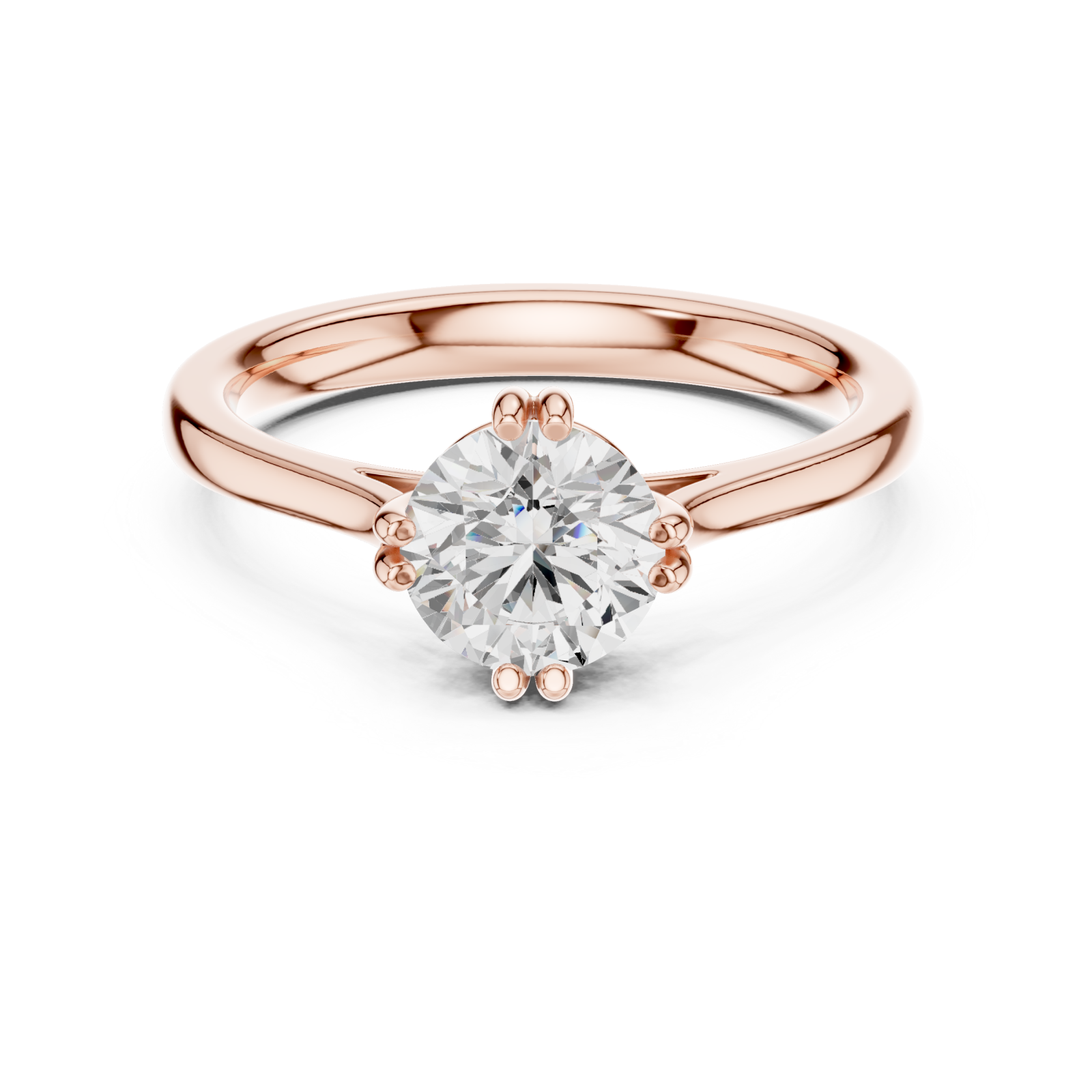  Rose Gold Whispering Petal Solitaire Ring Front View