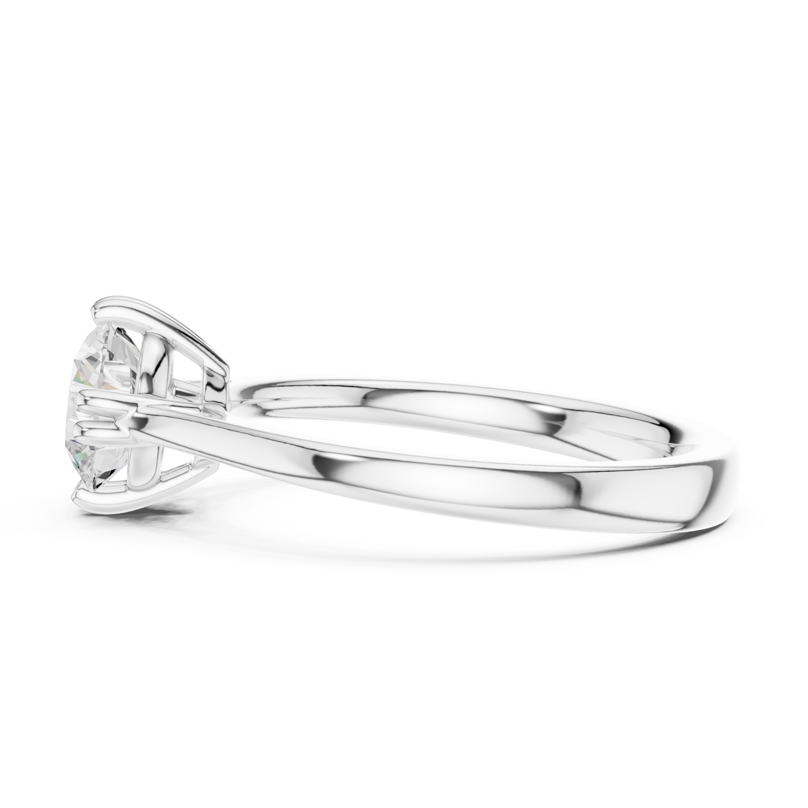  White Gold Whispering Petal Solitaire Ring Side View