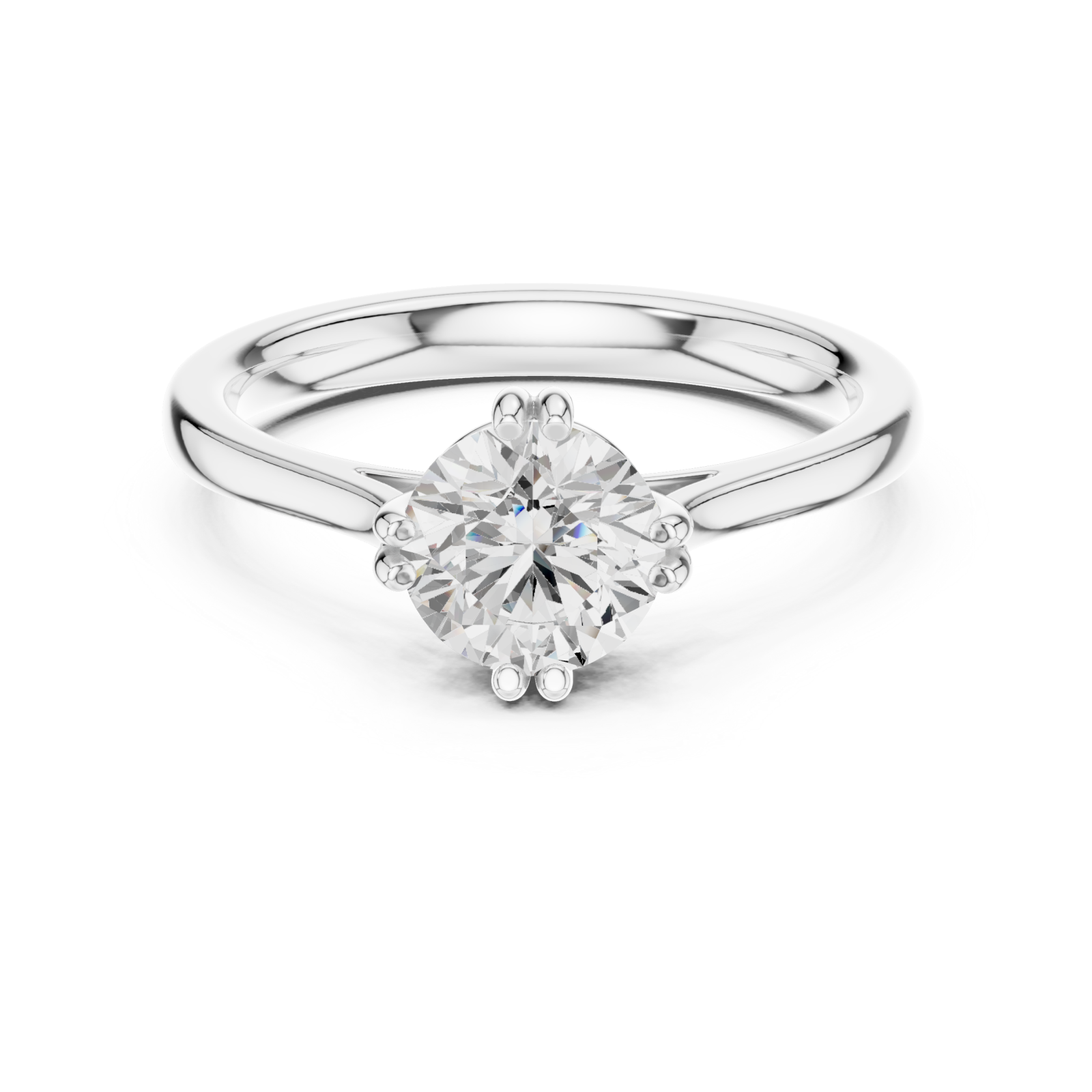  White Gold Whispering Petal Solitaire Ring Front View