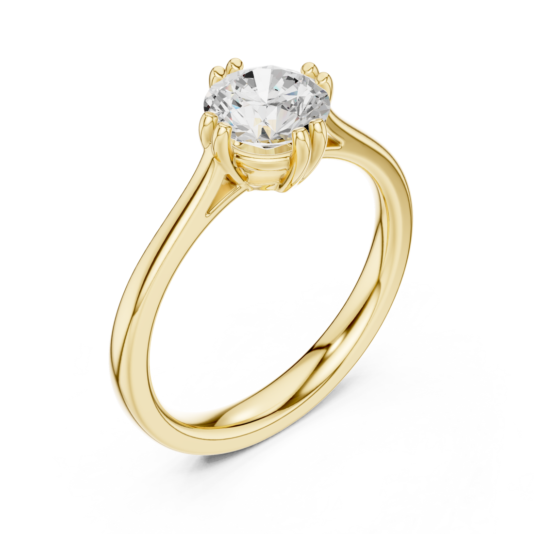 Gold Whispering Petal Solitaire Ring Right View