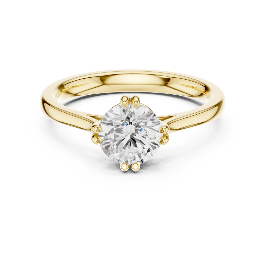 Gold Whispering Petal Solitaire Ring Right View