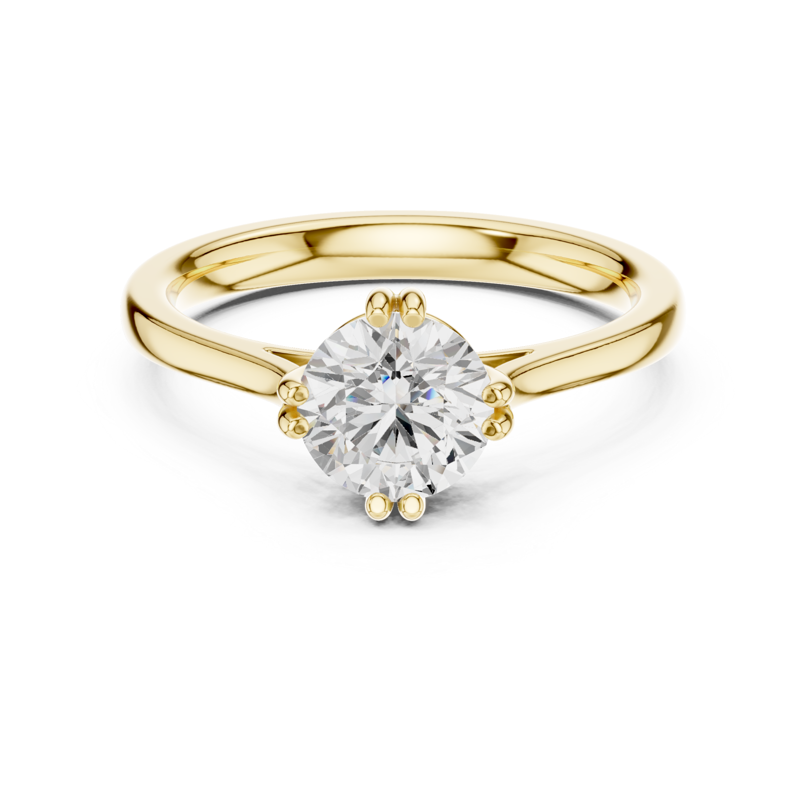  Gold Whispering Petal Solitaire Ring Front View