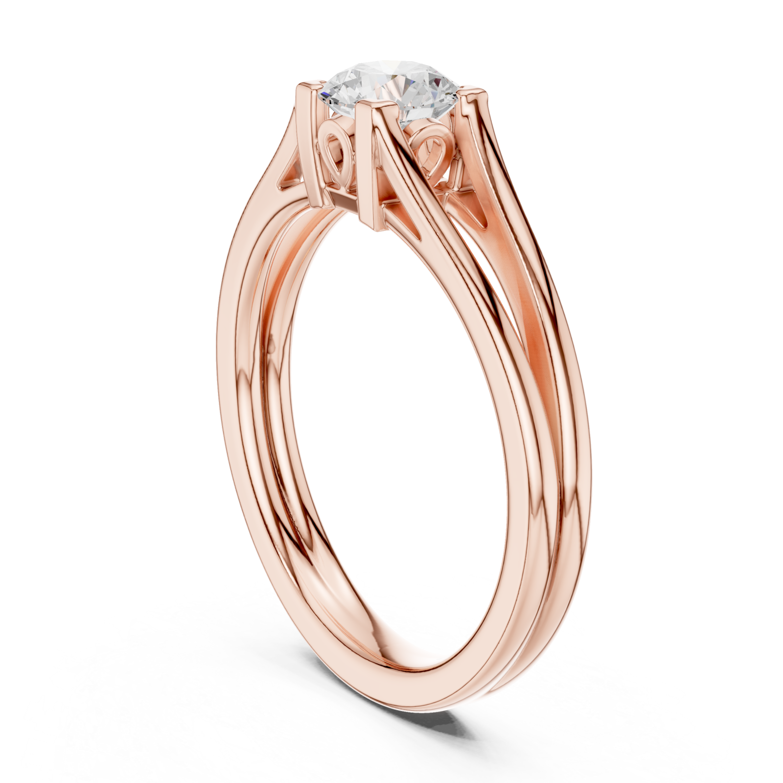  Rose Gold Radiant Solstice Two-Tier Solitaire Ring Left View
